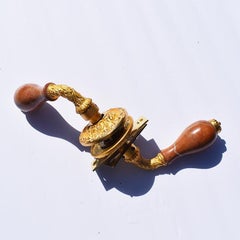 Sherle Wagner 6-Door Levers Handles in Brown Pink Onyx Laurel Gold-Plated, Pair