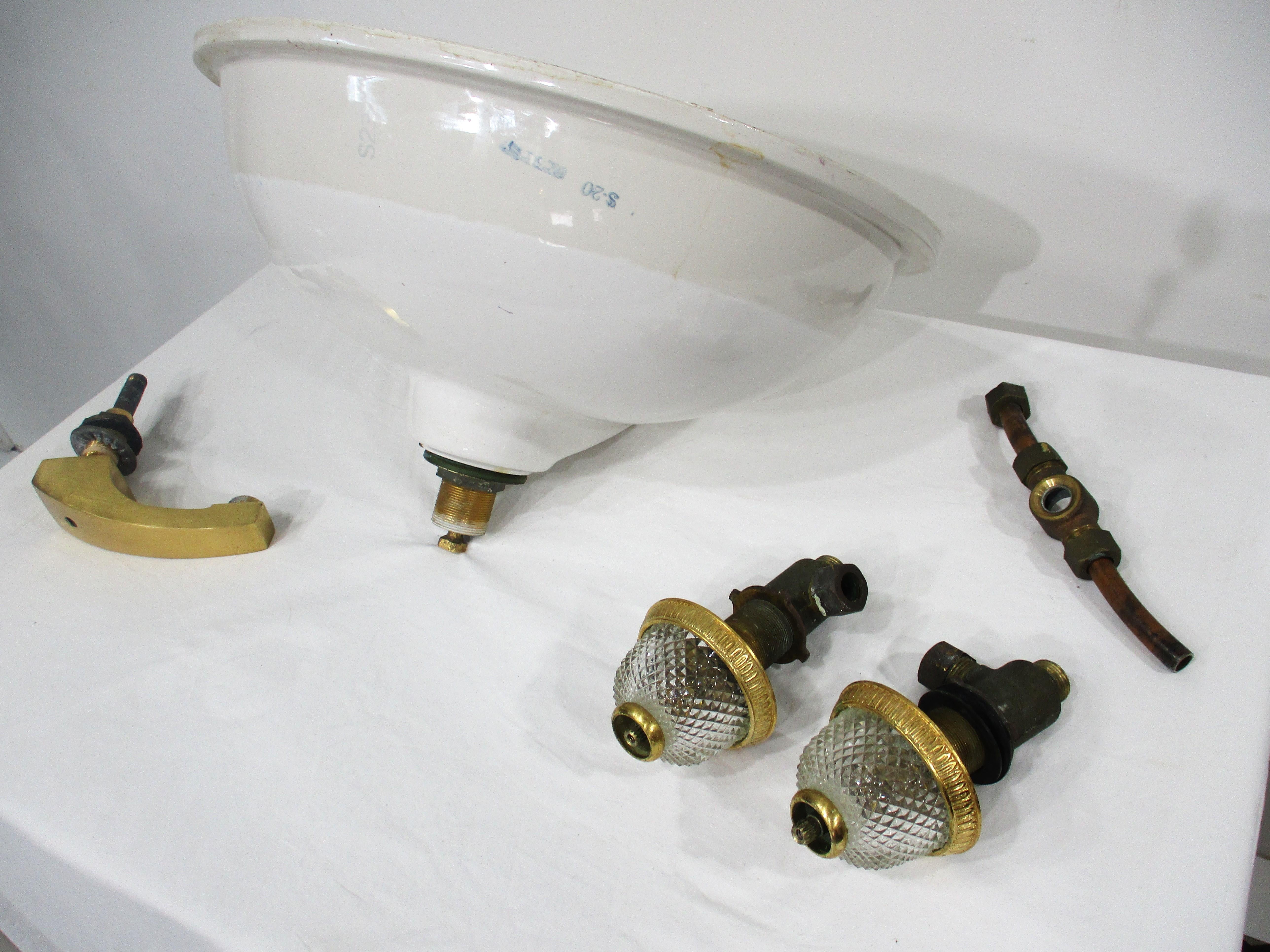 Sherle Wagner Attributed Vintage Bathroom Sink and Fixtures    For Sale 6