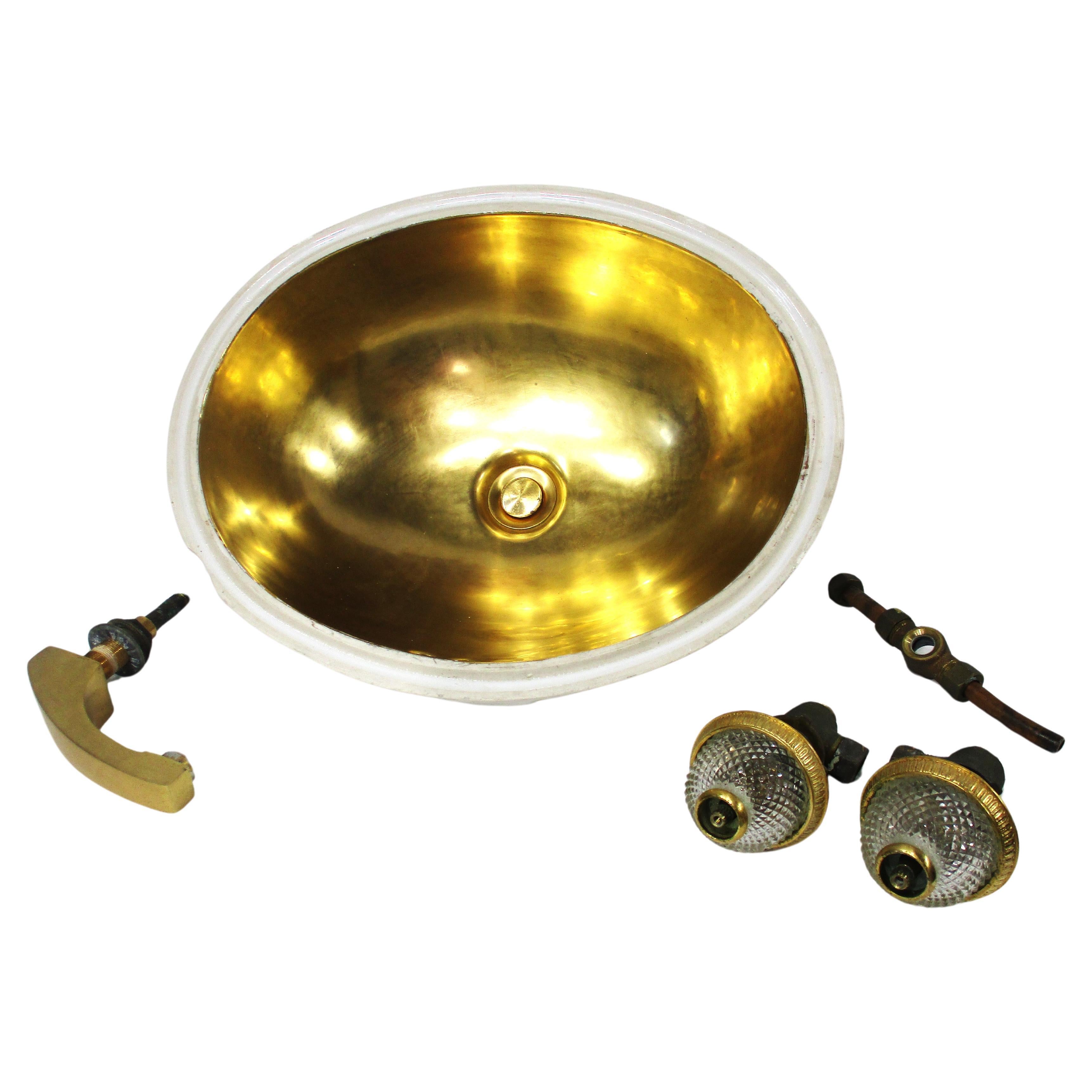Sherle Wagner Attributed Vintage Bathroom Sink and Fixtures   