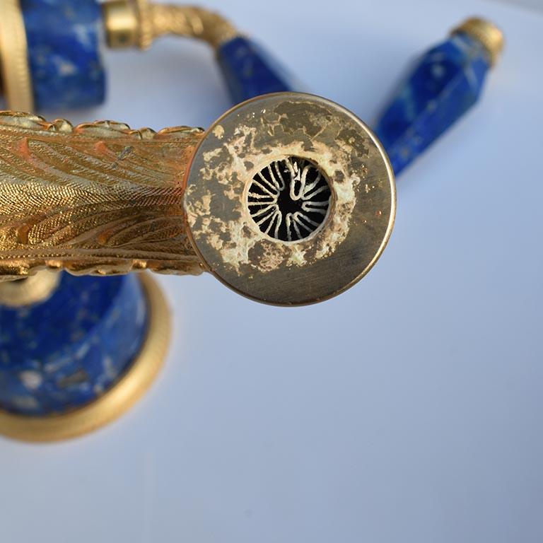 Sherle Wagner Blue Lapiz Lazuli Stone Gold Hardware Basin Faucet Handle Set 1970 1