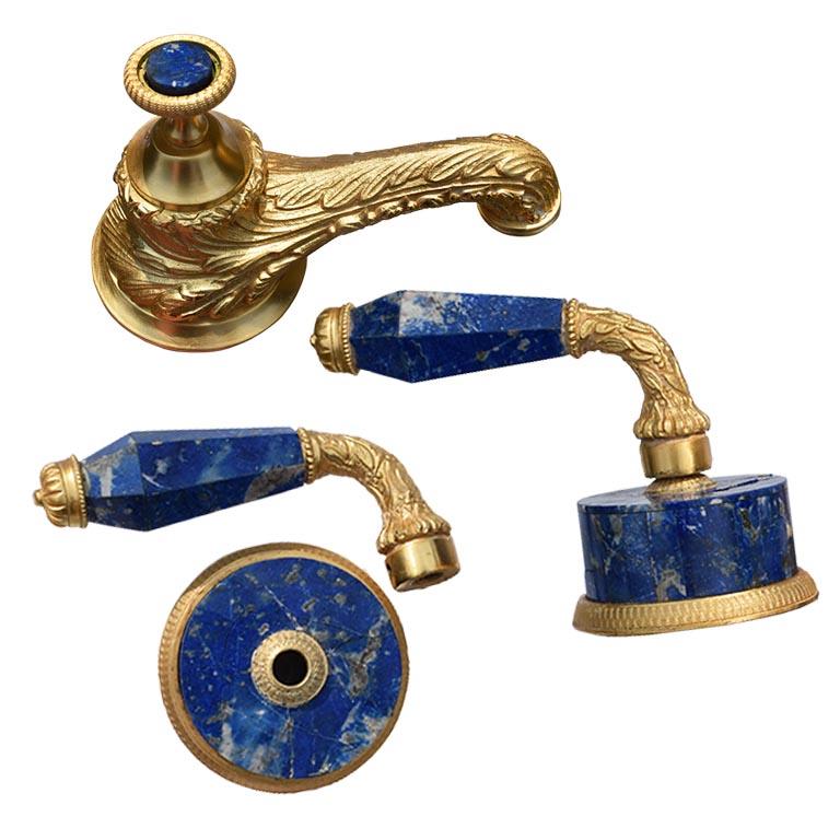 Sherle Wagner Blue Lapiz Lazuli Stone Gold Hardware Basin Faucet