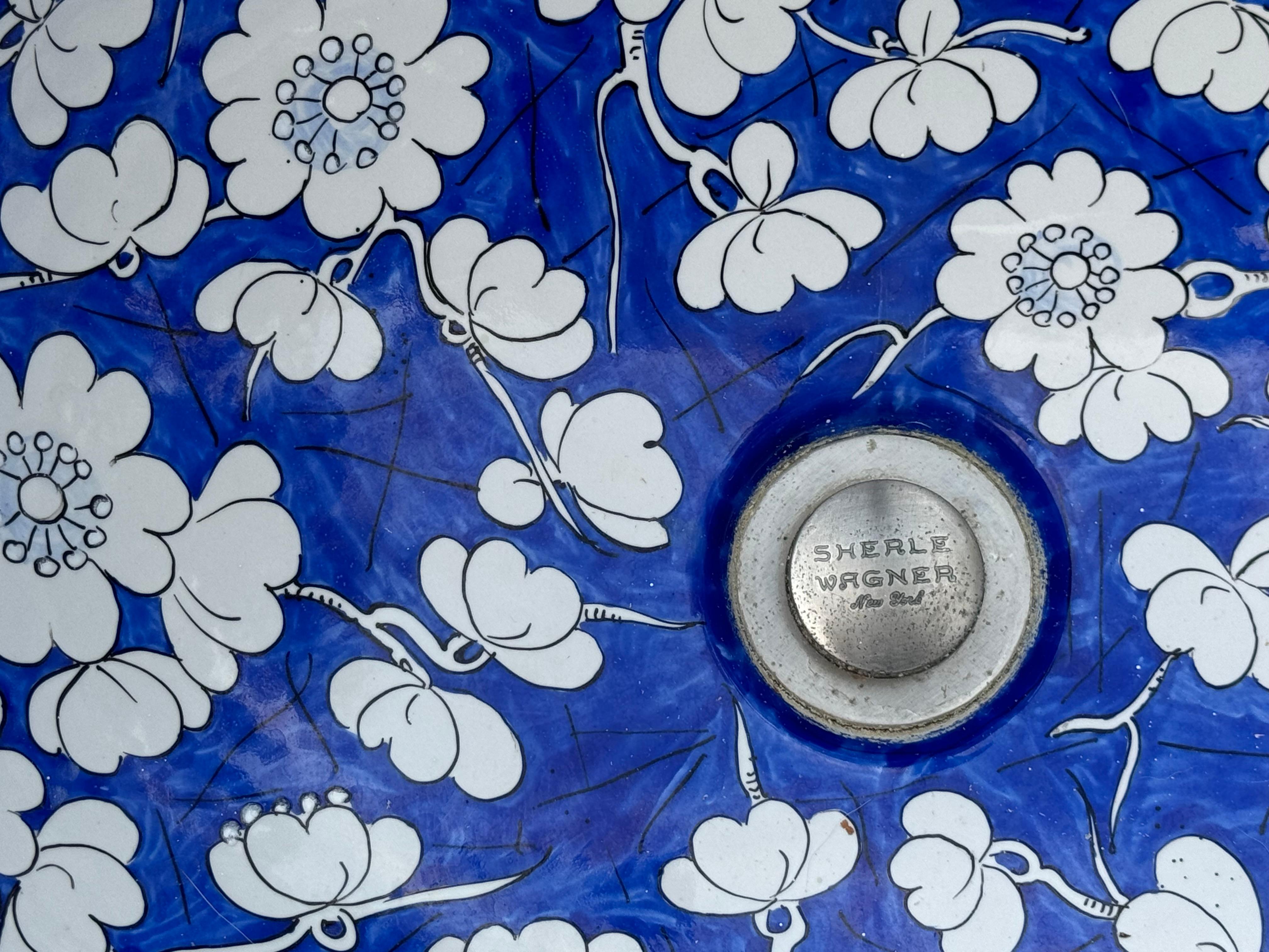 Sherle Wagner Chinoiserie Ming Flor azul Lavabo y grifo caño Italia en venta 4