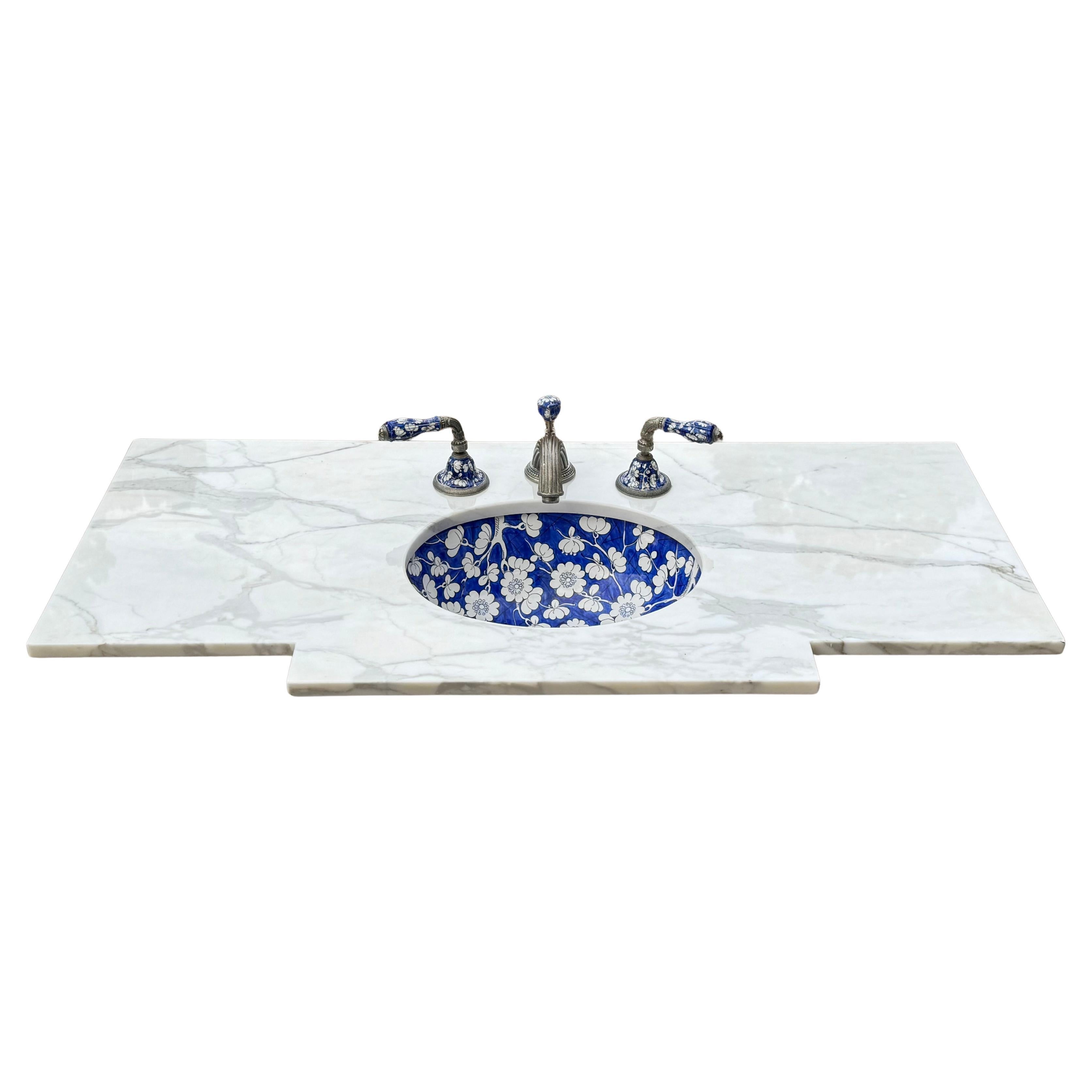 Sherle Wagner Lavabo e rubinetto con bocca blu Ming Ming Italia