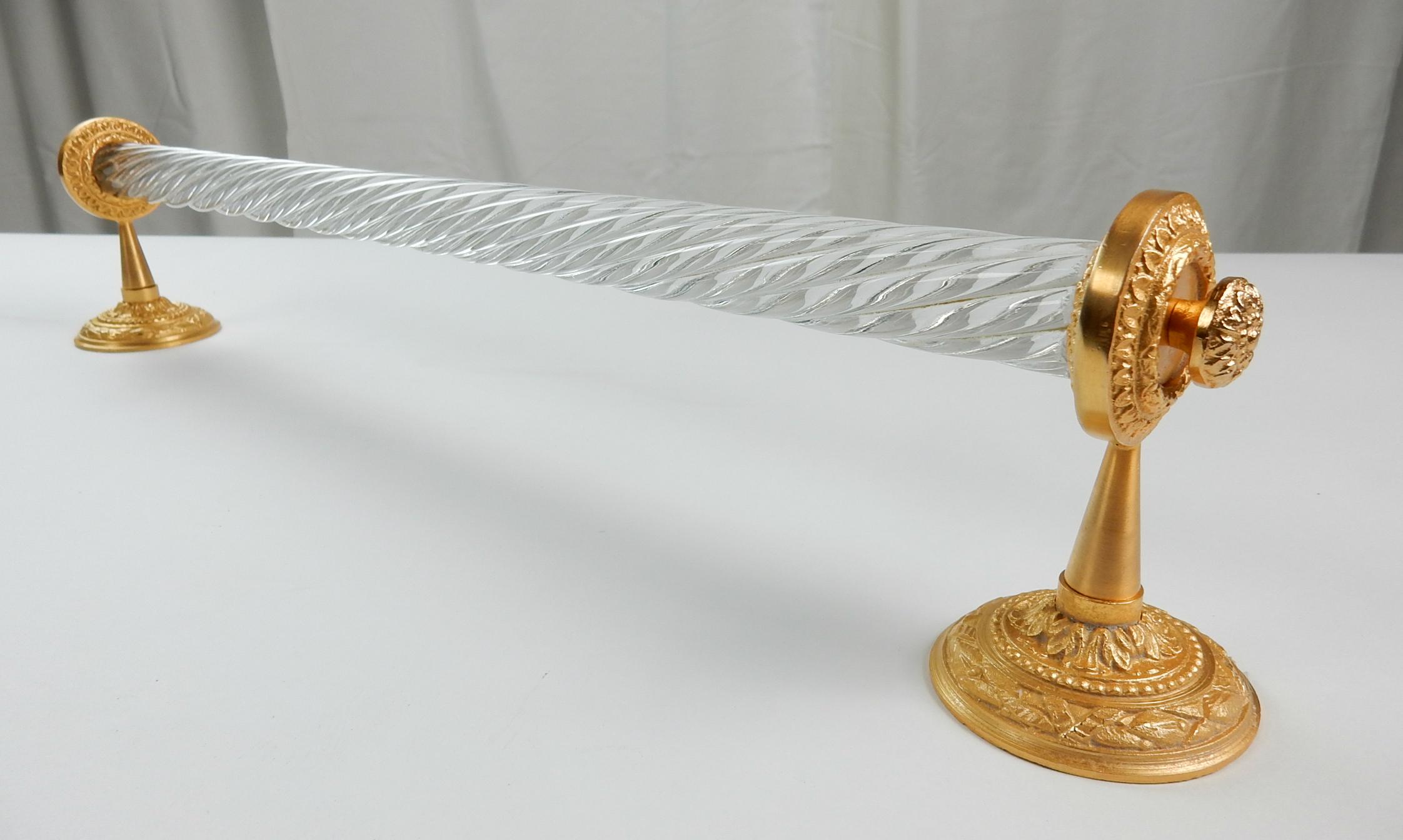 Baroque Revival Sherle Wagner Collection Glass Towel Bar, circa 1960s