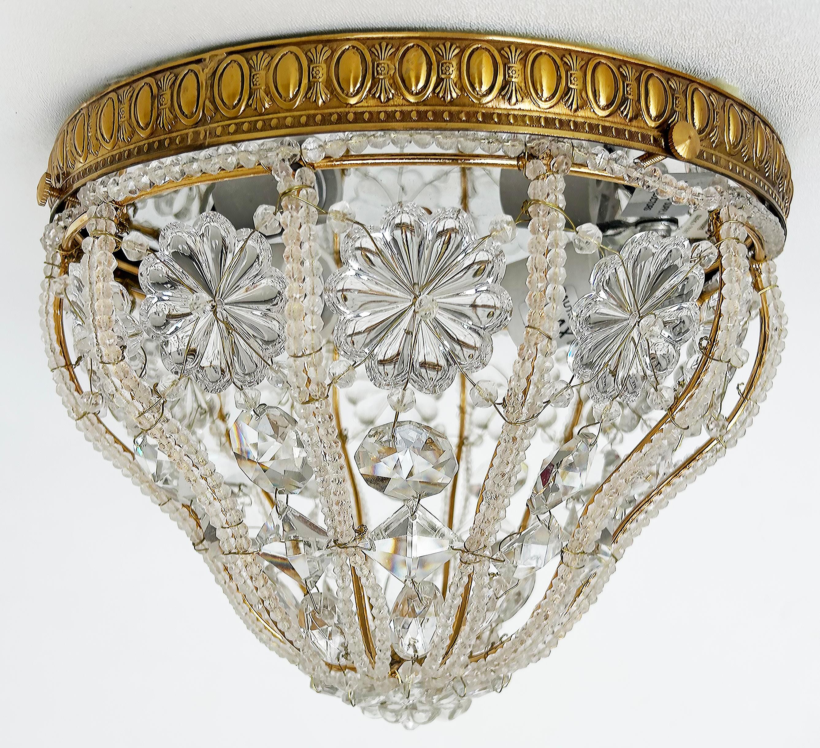 Sherle Wagner Flush Mount Crystal Beaded Lighting Fixture 4