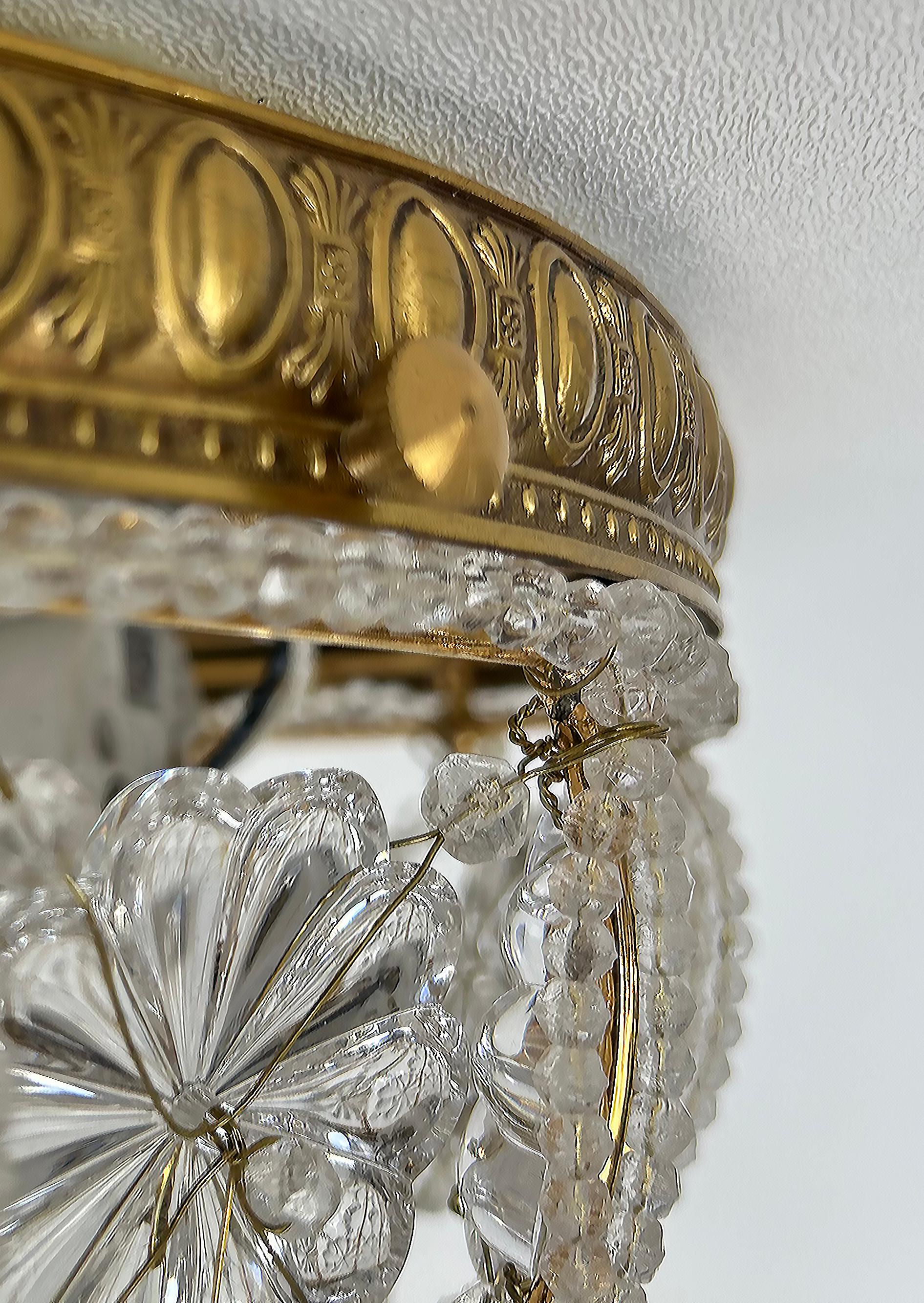 Sherle Wagner Flush Mount Crystal Beaded Lighting Fixture 1
