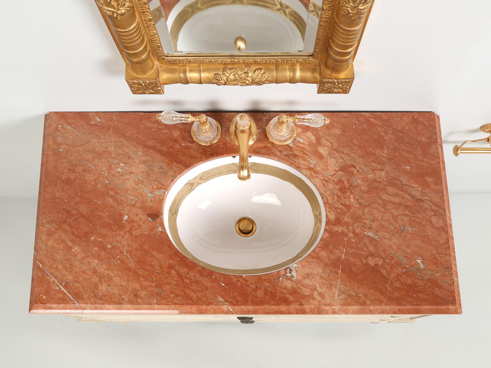 Hand-Crafted Sherle Wagner French Louis XVI Style Bathroom Vanity with all the Accessories