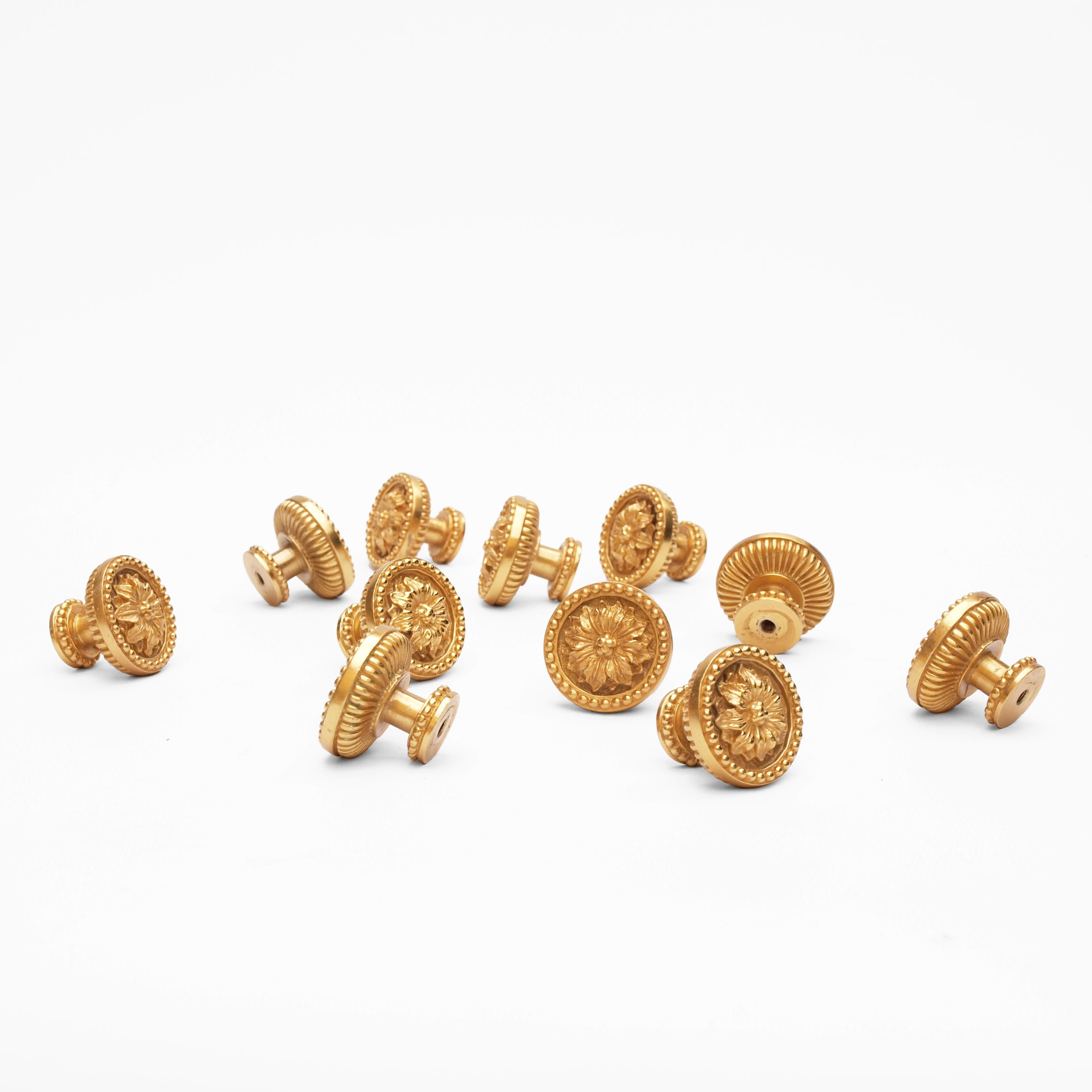 Gold Plate Sherle Wagner Gold Cabinet or Drawer Knobs
