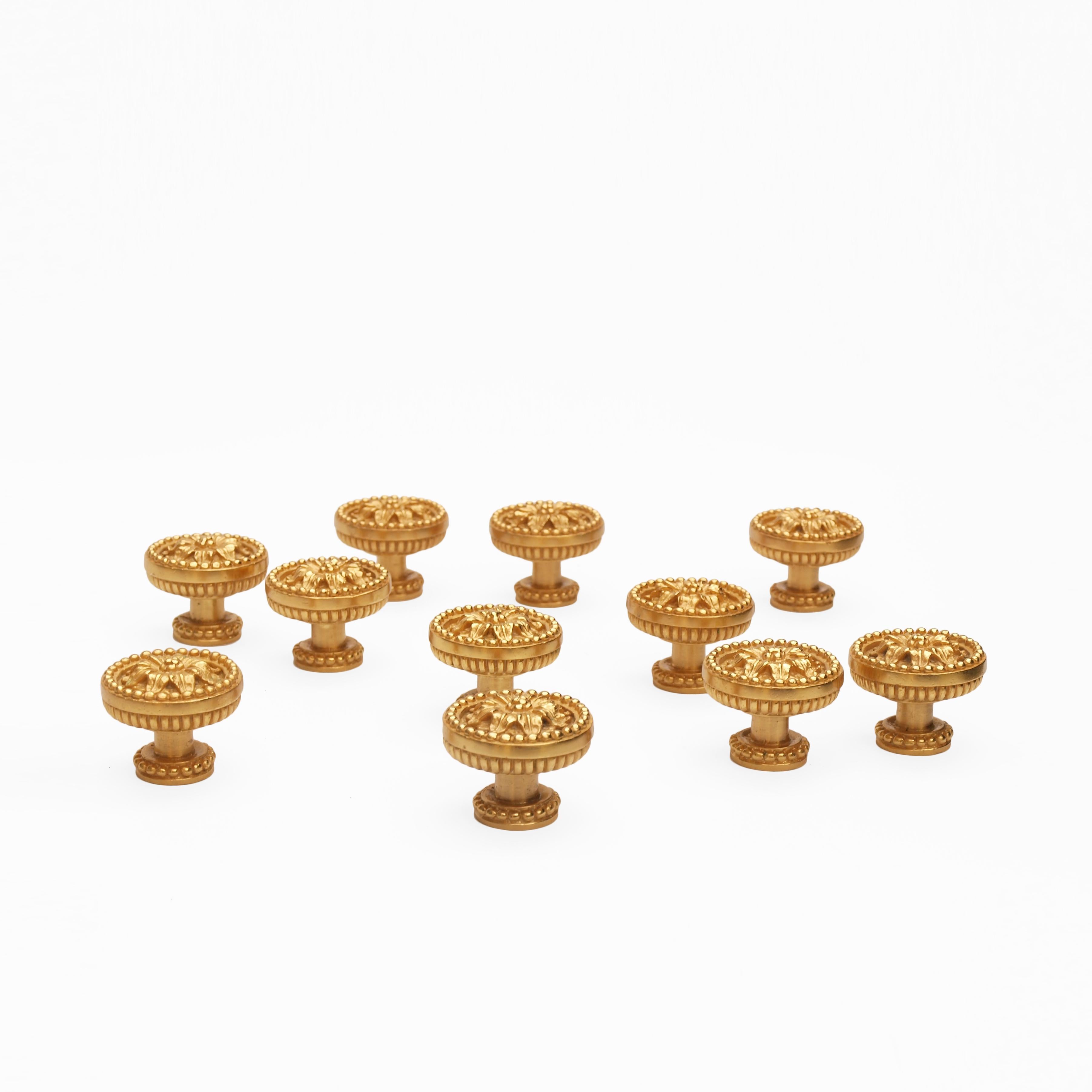 Cast Sherle Wagner Gold Cabinet or Drawer Knobs
