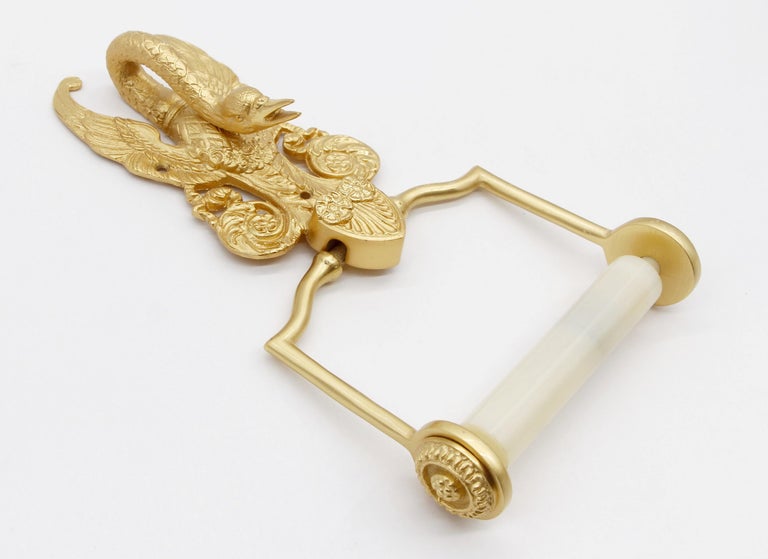 Sherle Wagner Gold Gilded Imperial Toilet Paper Holder Ornate Cast