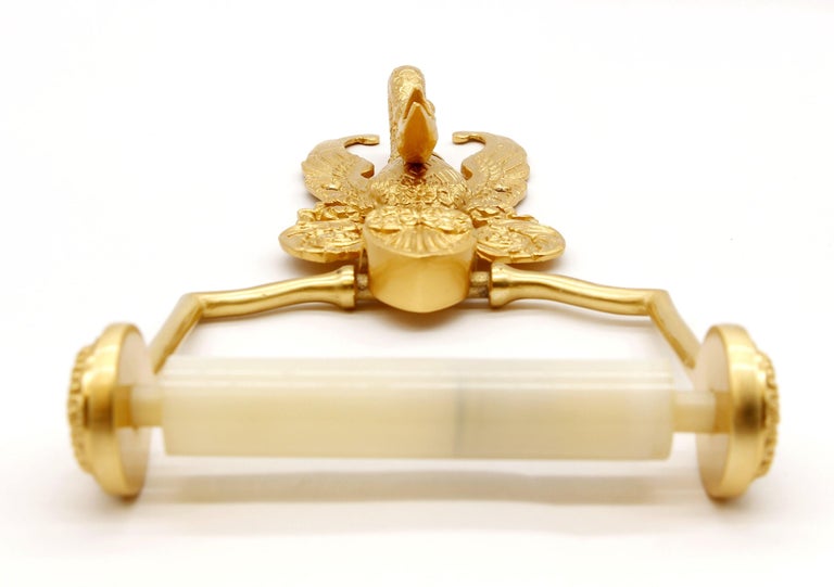 Sherle Wagner Gold Gilded Imperial Toilet Paper Holder Ornate Cast