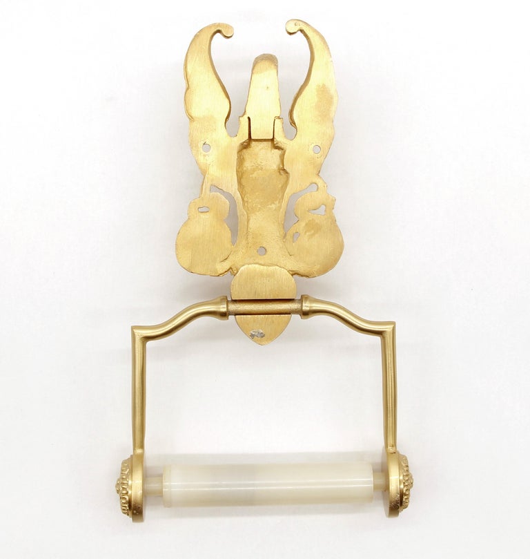 Sherle Wagner Gold Gilded Imperial Toilet Paper Holder Ornate Cast