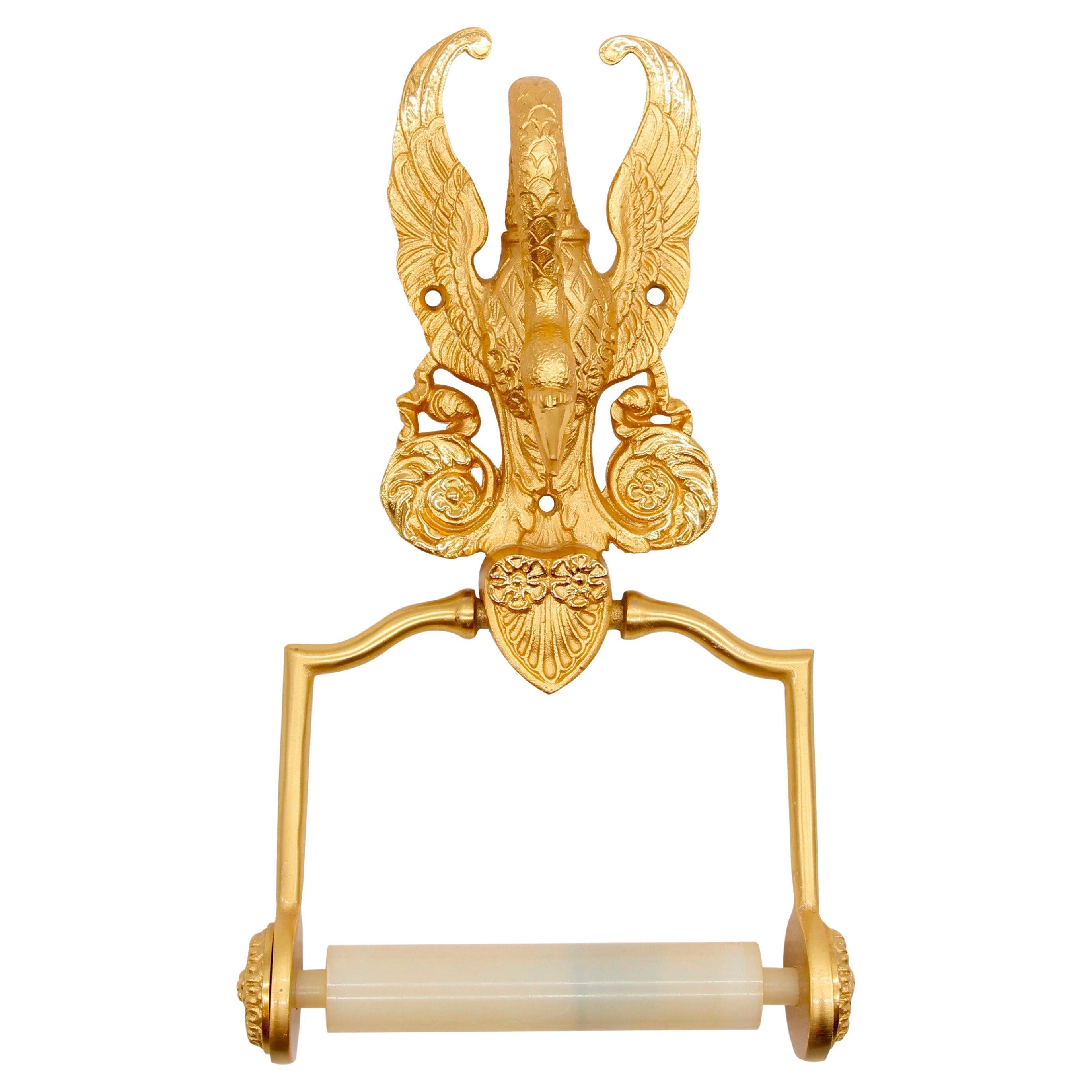 Sherle Wagner Gold Gilded Imperial Toilet Paper Holder - Ornate Cast Brass
