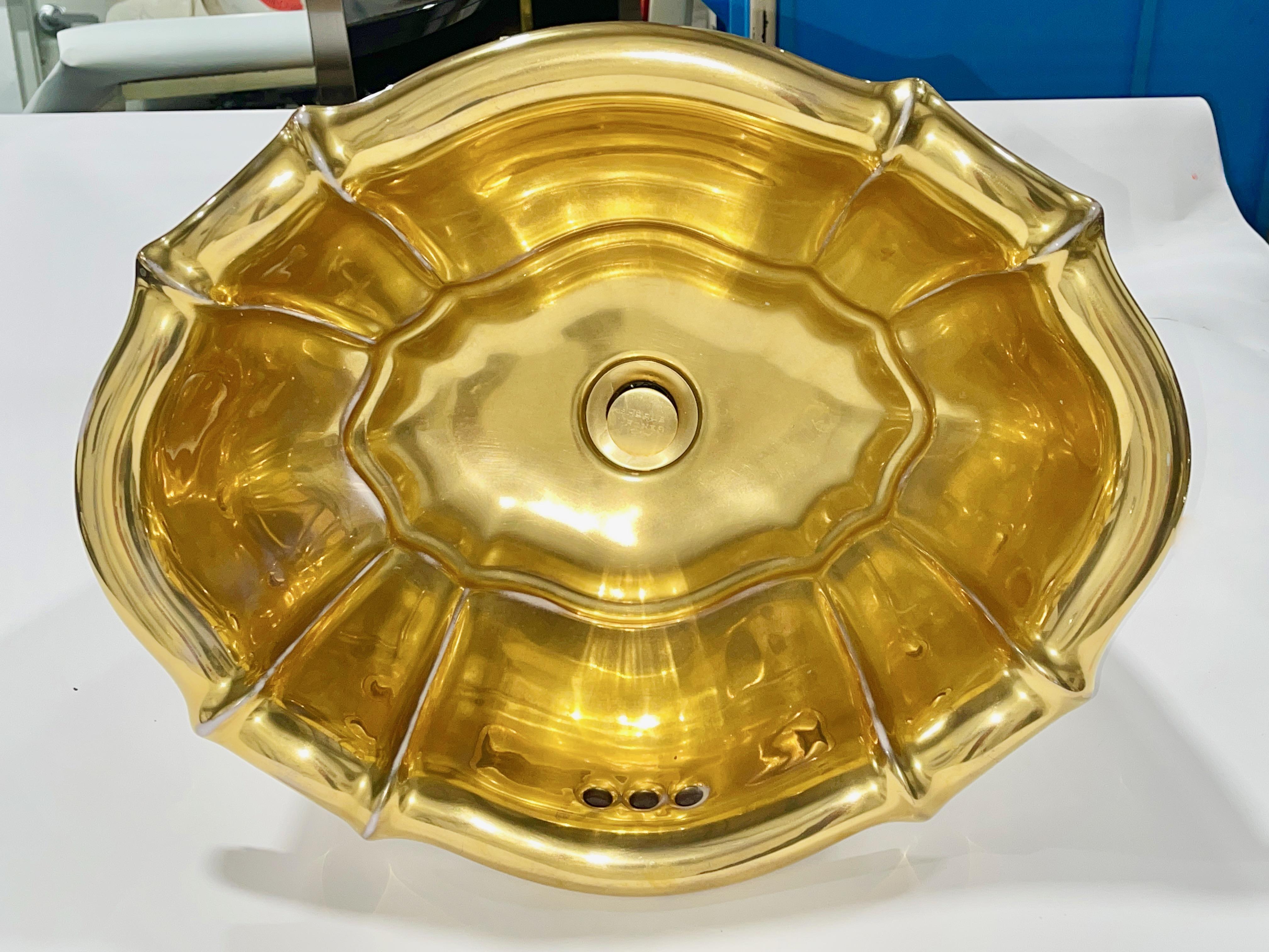 Rococo Sherle Wagner Gold Porcelain Sink