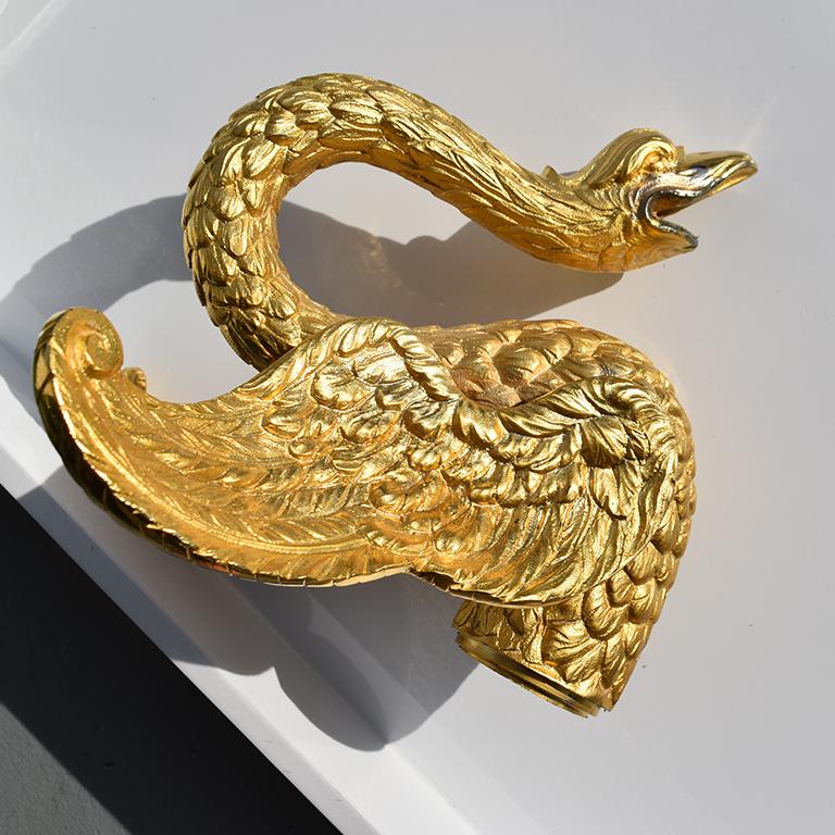 Baroque Revival Sherle Wagner Gold Swan Wall Mount Faucet, circa 1970s