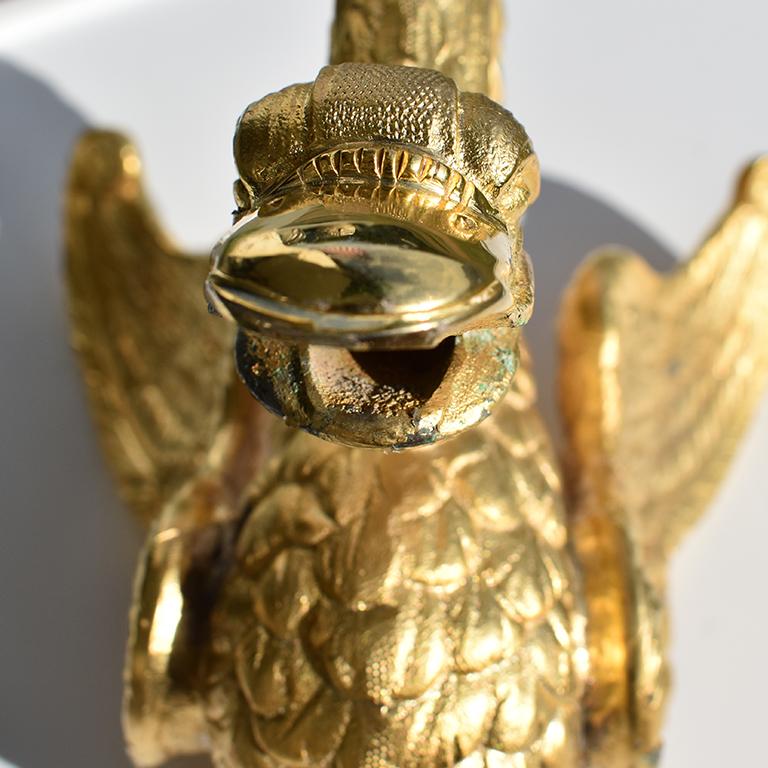 Sherle Wagner Gold Swan Wall Mount Faucet, circa 1970s In Good Condition In Oklahoma City, OK