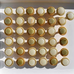 Sherle Wagner Onyx vert crème Boutons d'armoire moletés ronds en or 24k:: lot de 38