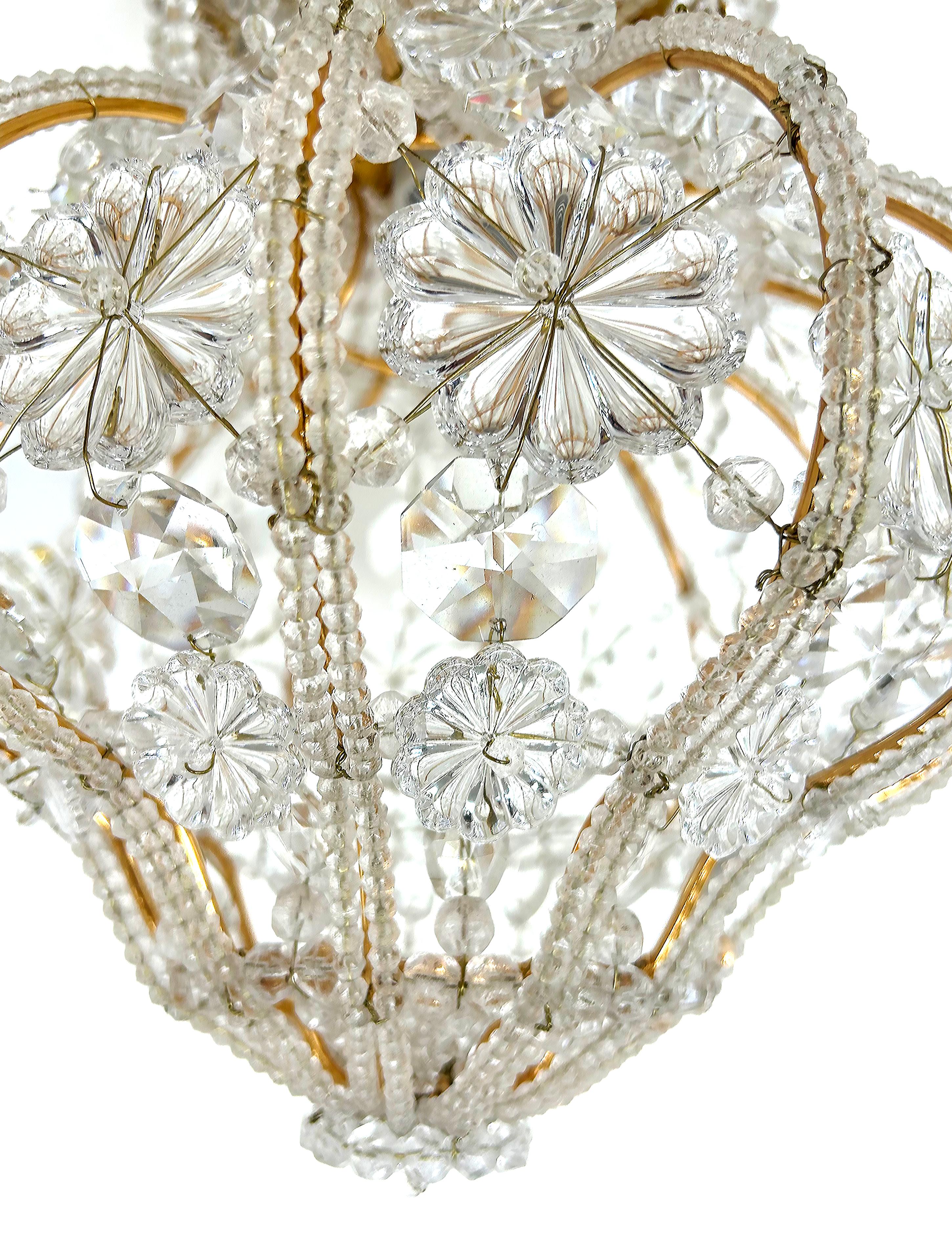 Contemporary Sherle Wagner Luninaire Flush Mount Crystal Beaded Light Fixture For Sale