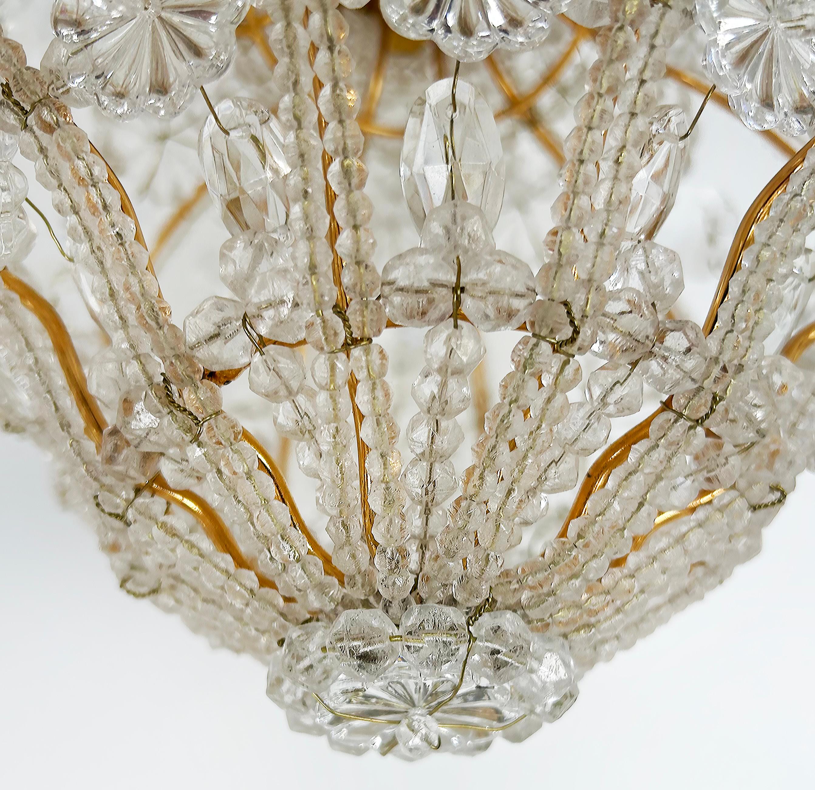 Sherle Wagner Luninaire Flush Mount Crystal Beaded Light Fixture For Sale 1