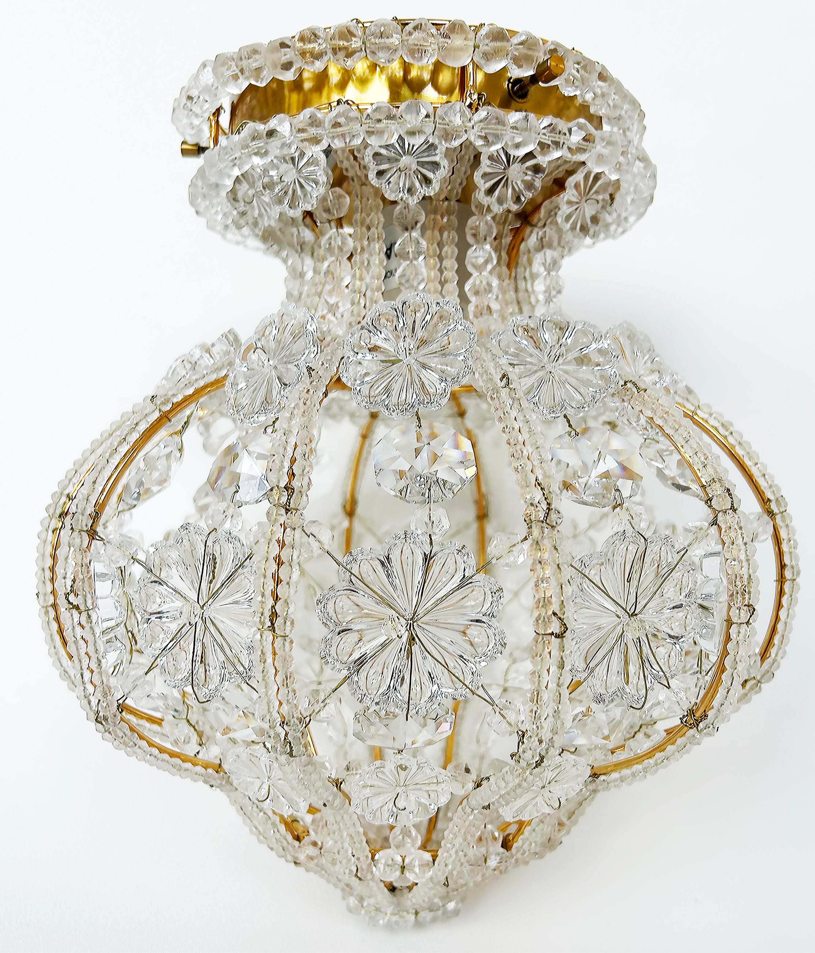 Sherle Wagner Luninaire Flush Mount Crystal Beaded Light Fixture For Sale 2