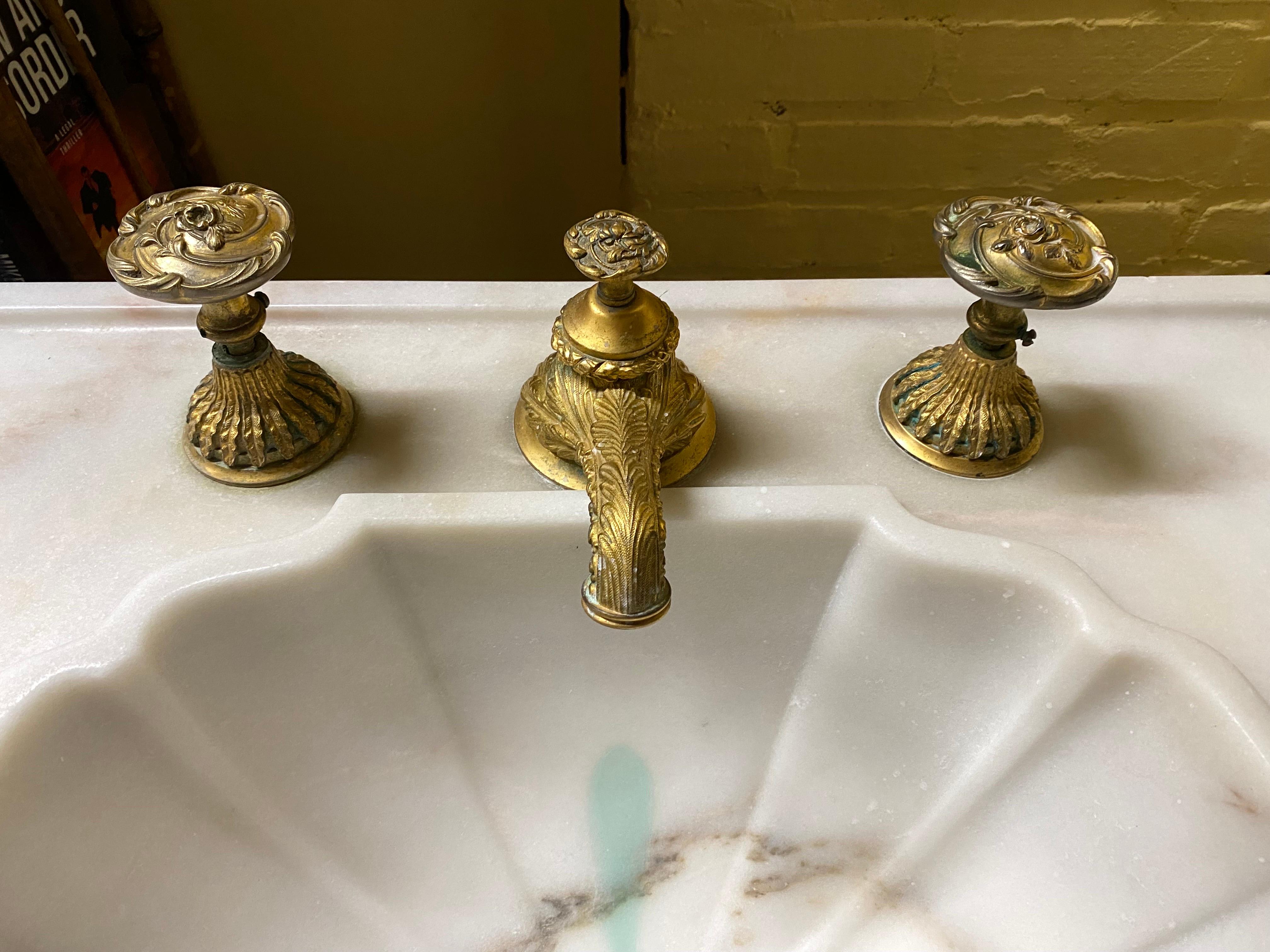 Hollywood Regency Sherle Wagner Marble Pedestal Sink