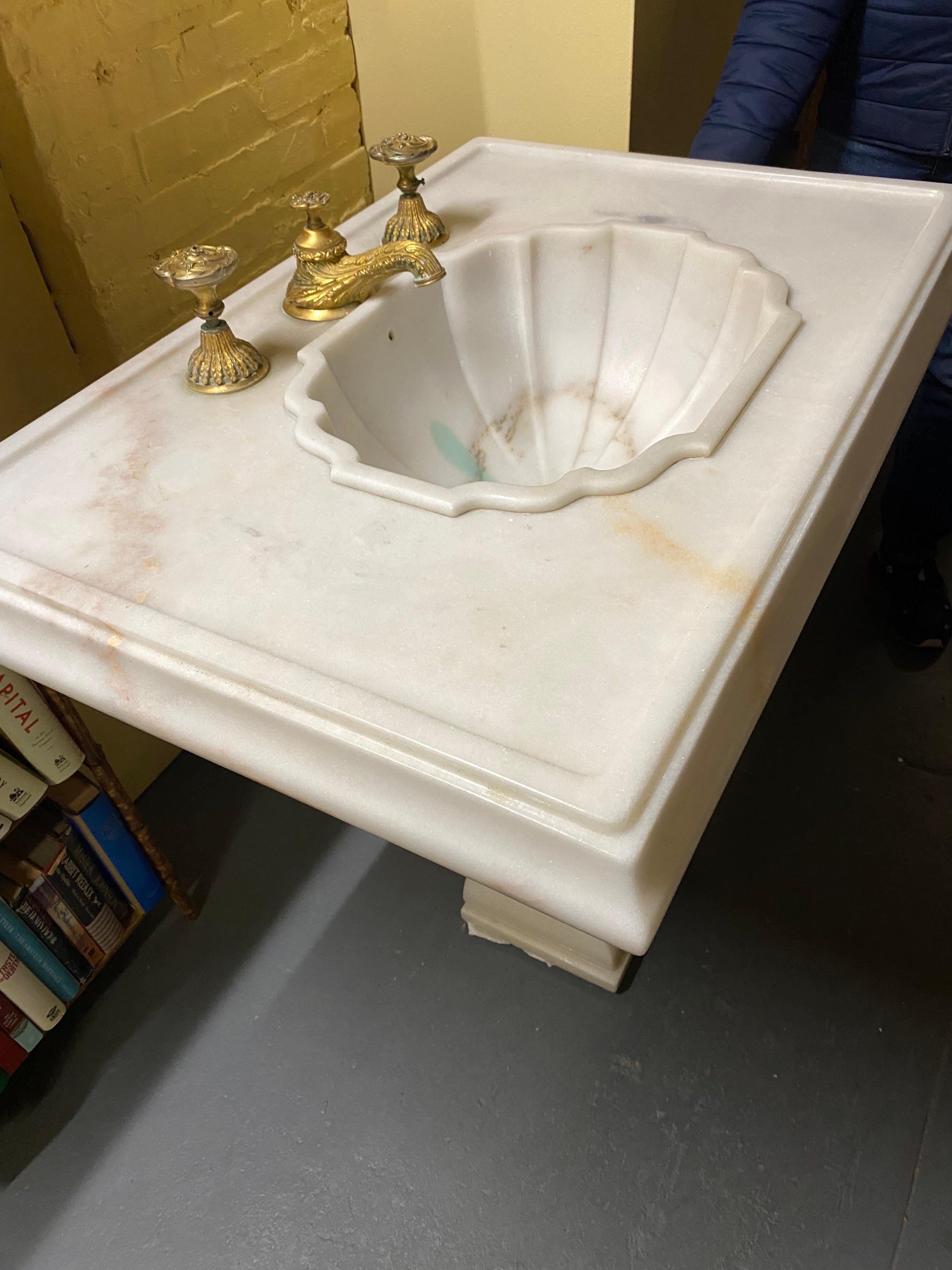 American Sherle Wagner Marble Pedestal Sink