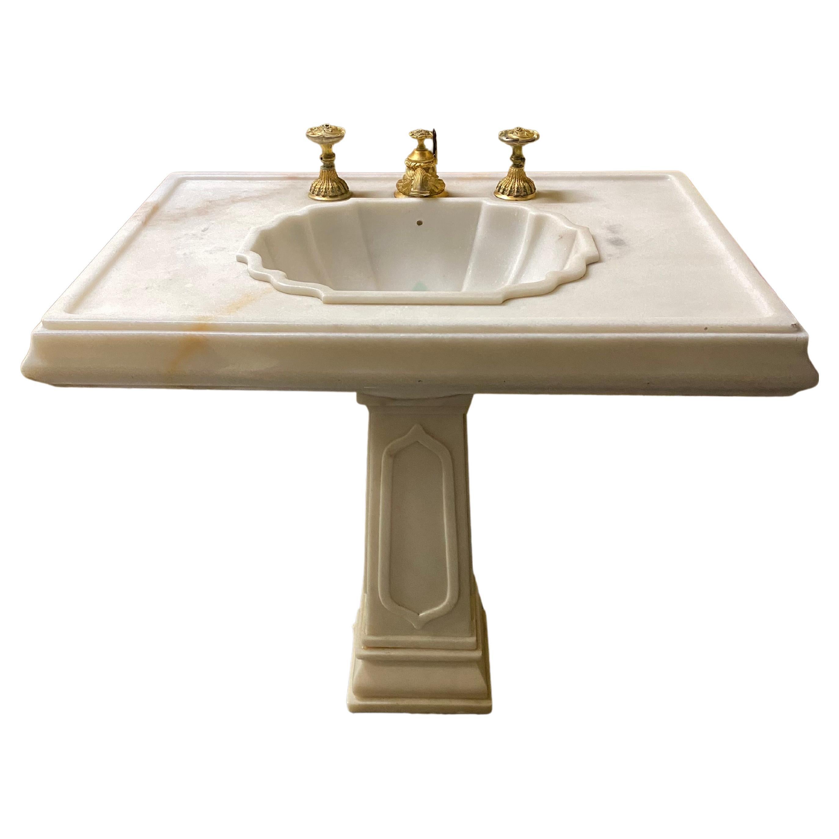 Sherle Wagner Marble Pedestal Sink