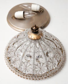 Sherle Wagner Natural Crystal Beaded Empire Flush Light Fixture, Flush Mount
