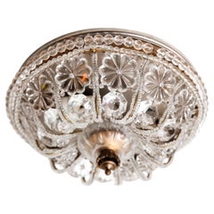 Retro Sherle Wagner Natural Crystal Beaded Empire Flush Light Fixture, Flush Mount