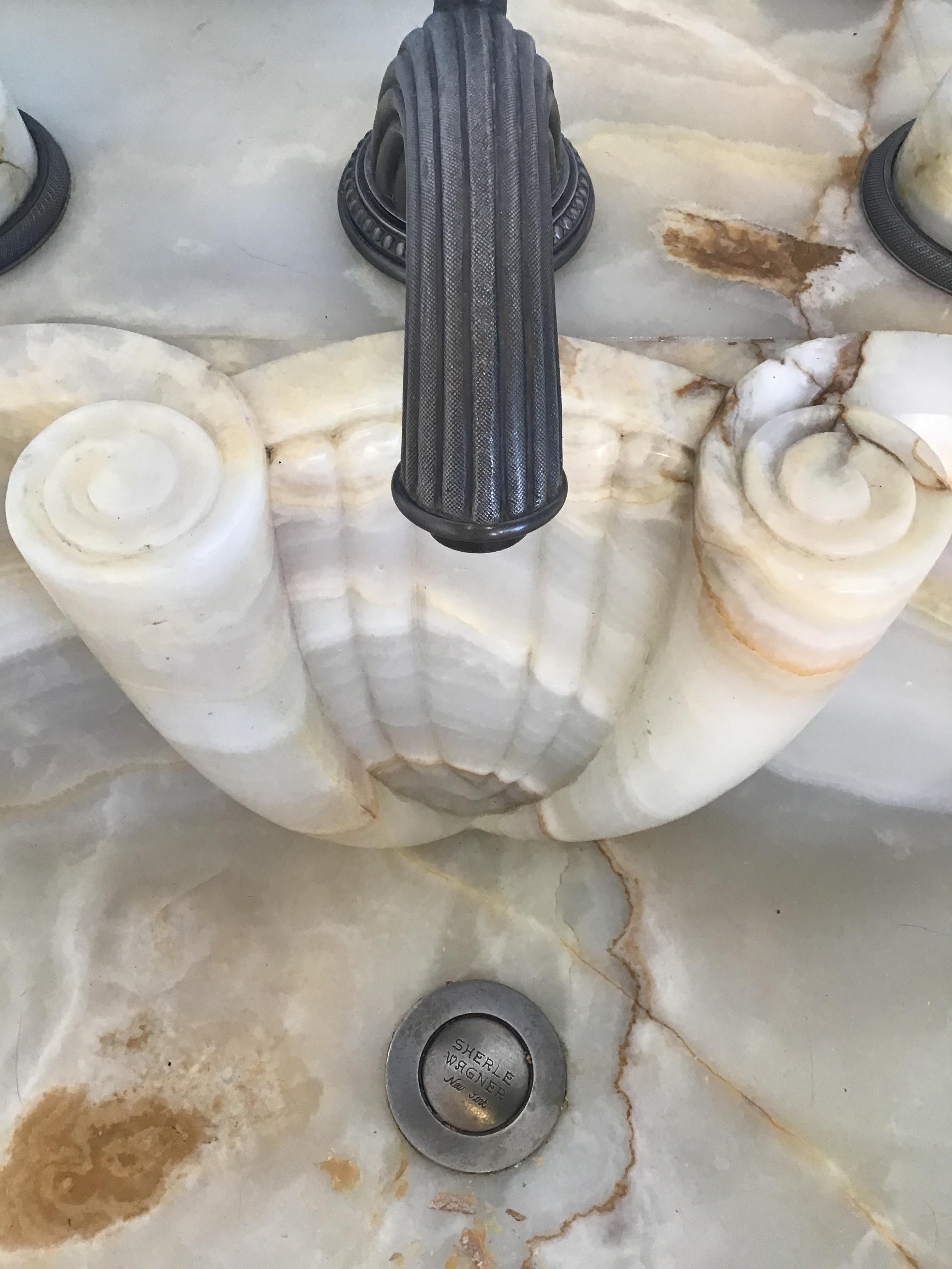 Sherle Wagner Onyx Pedestal Sink 6