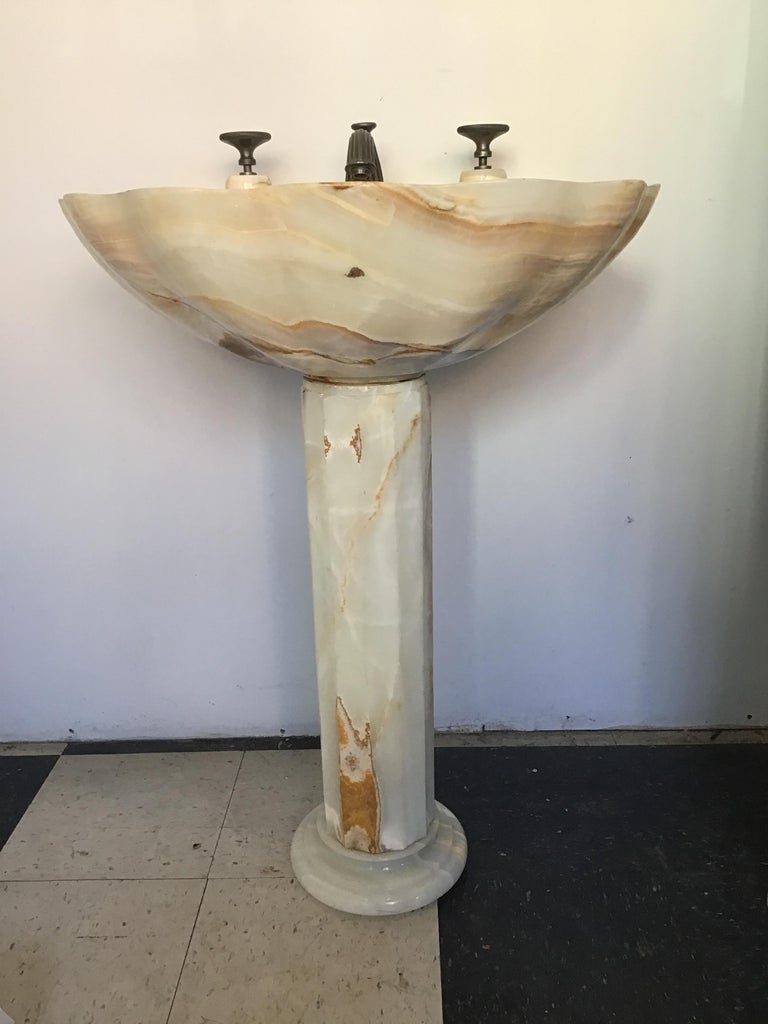 Sherle Wagner Onyx Pedestal Sink at 1stDibs