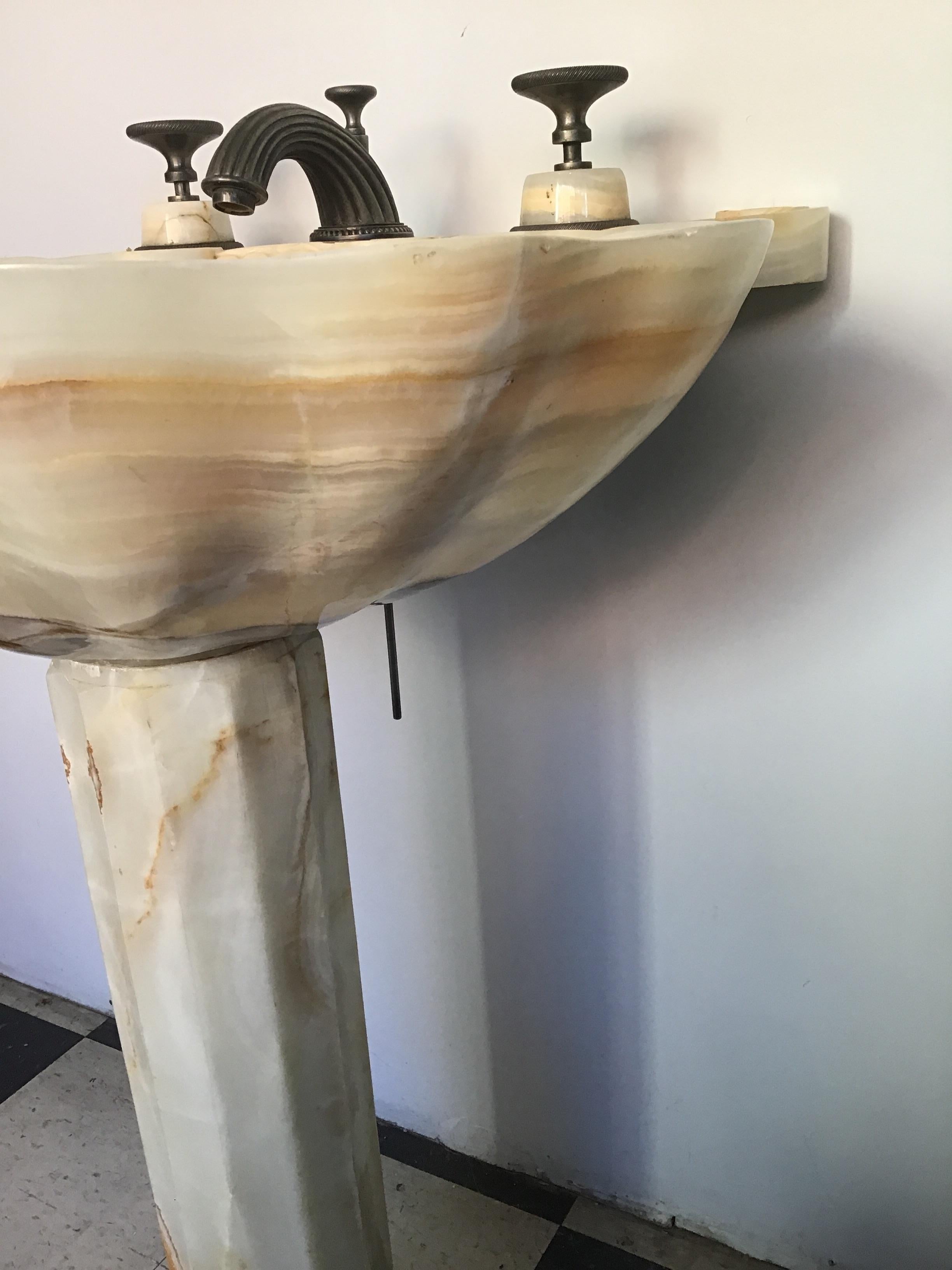 Sherle Wagner Onyx Pedestal Sink 1