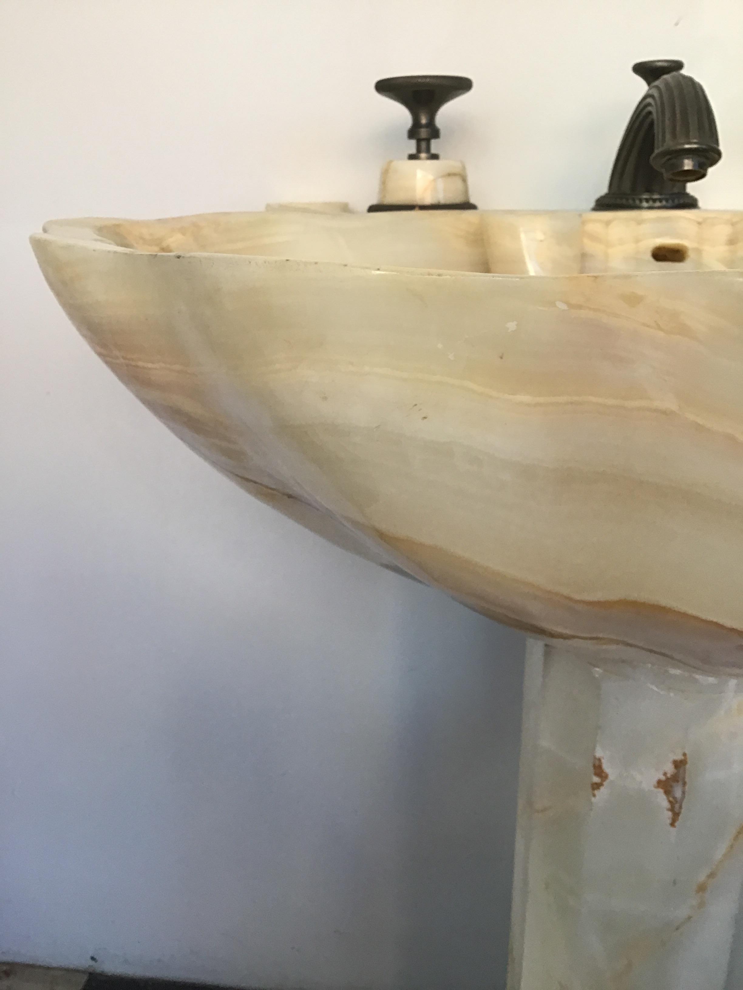 Sherle Wagner Onyx Pedestal Sink 2