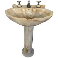 Used Sherle Wagner Onyx Pedestal Sink