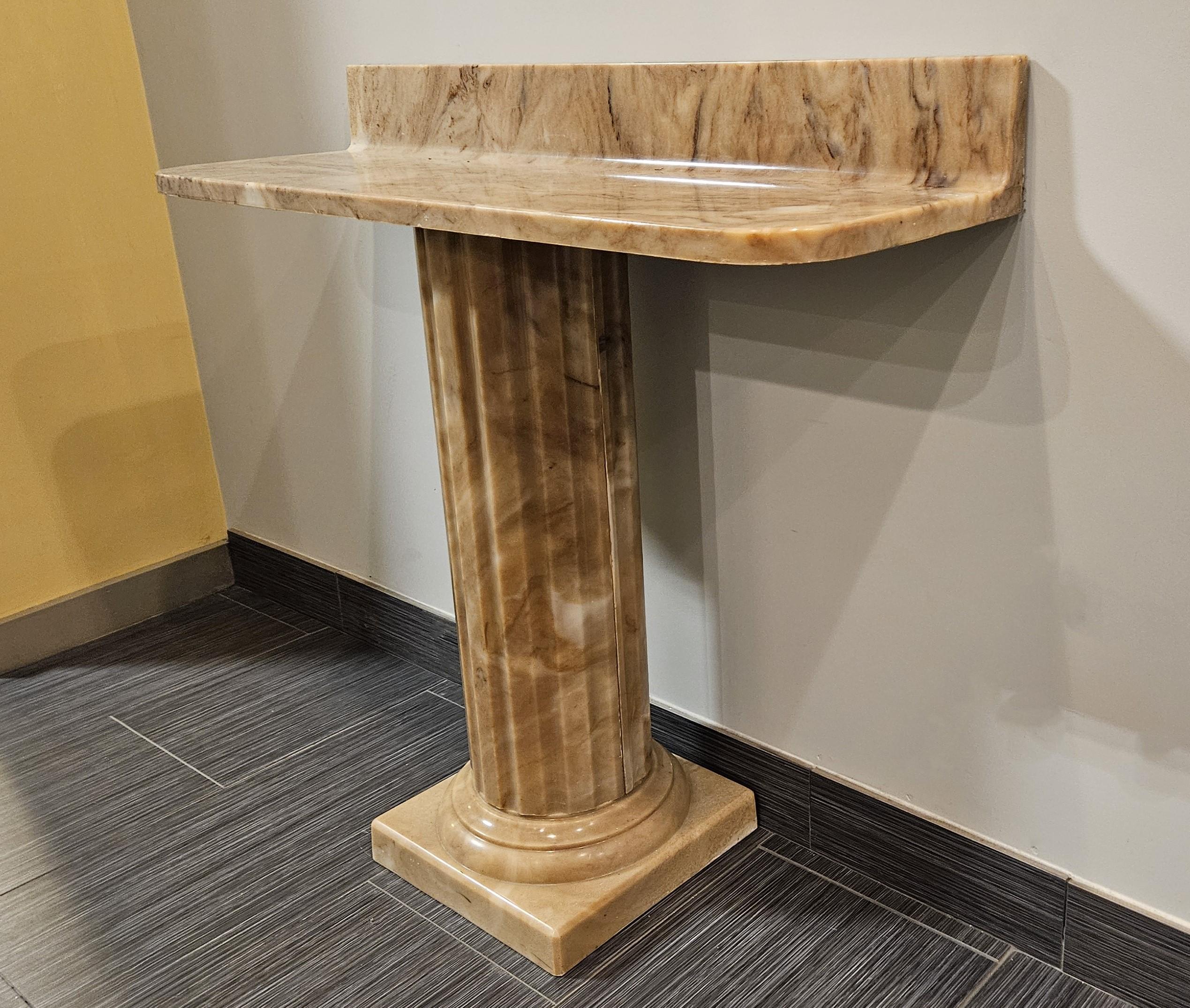 Sherle Wagner Onyx Single Column Console In Good Condition For Sale In Philadelphia, PA