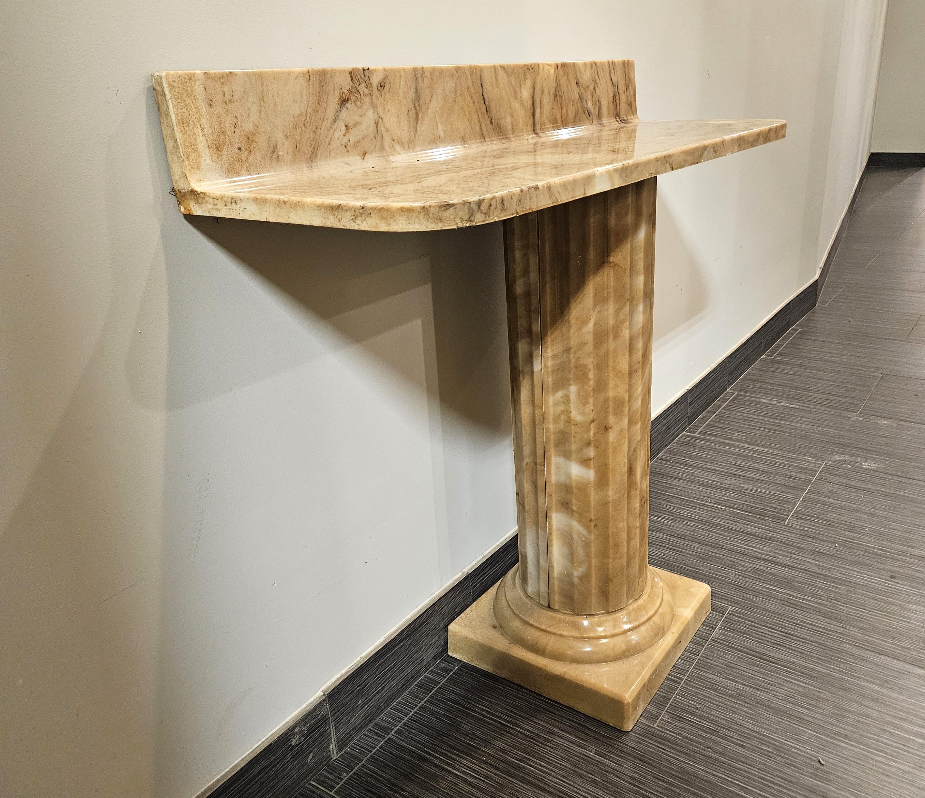 Late 20th Century Sherle Wagner Onyx Single Column Console For Sale