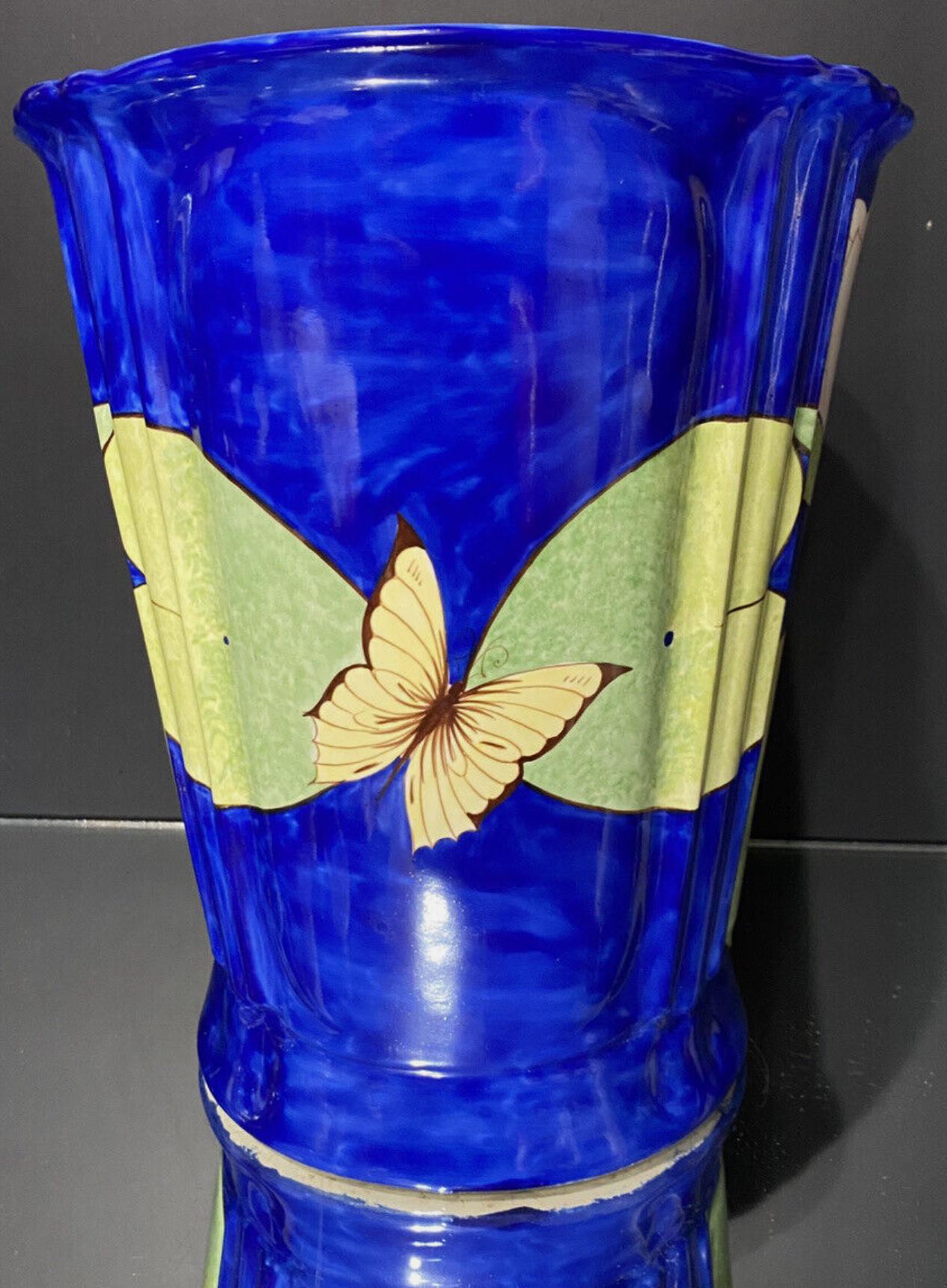 Italian Sherle Wagner Pink Waterlilly Wastebasket with Butterfly, Italy, 1960s.
