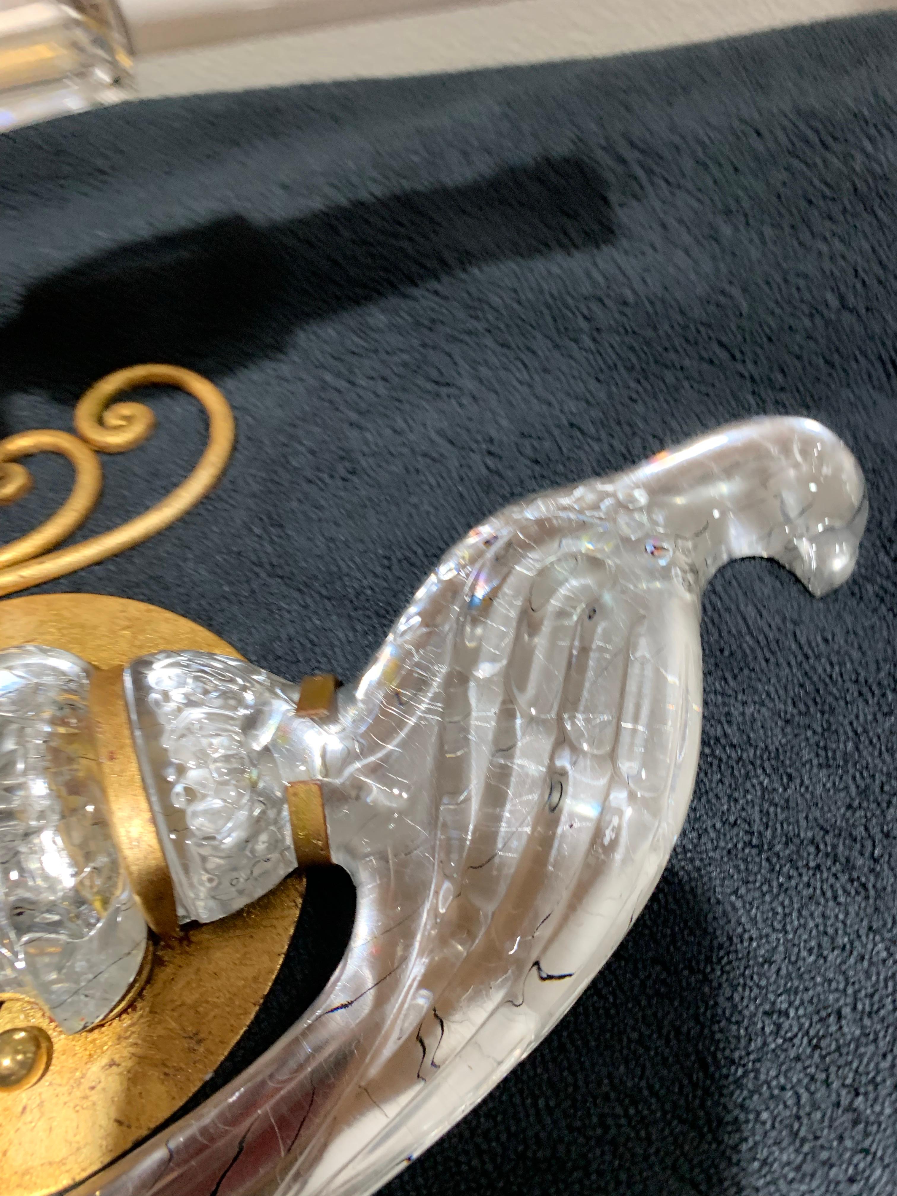 italien Applique oiseau en cristal de roche et or 24 carats de Sherle Wagner, Italie en vente