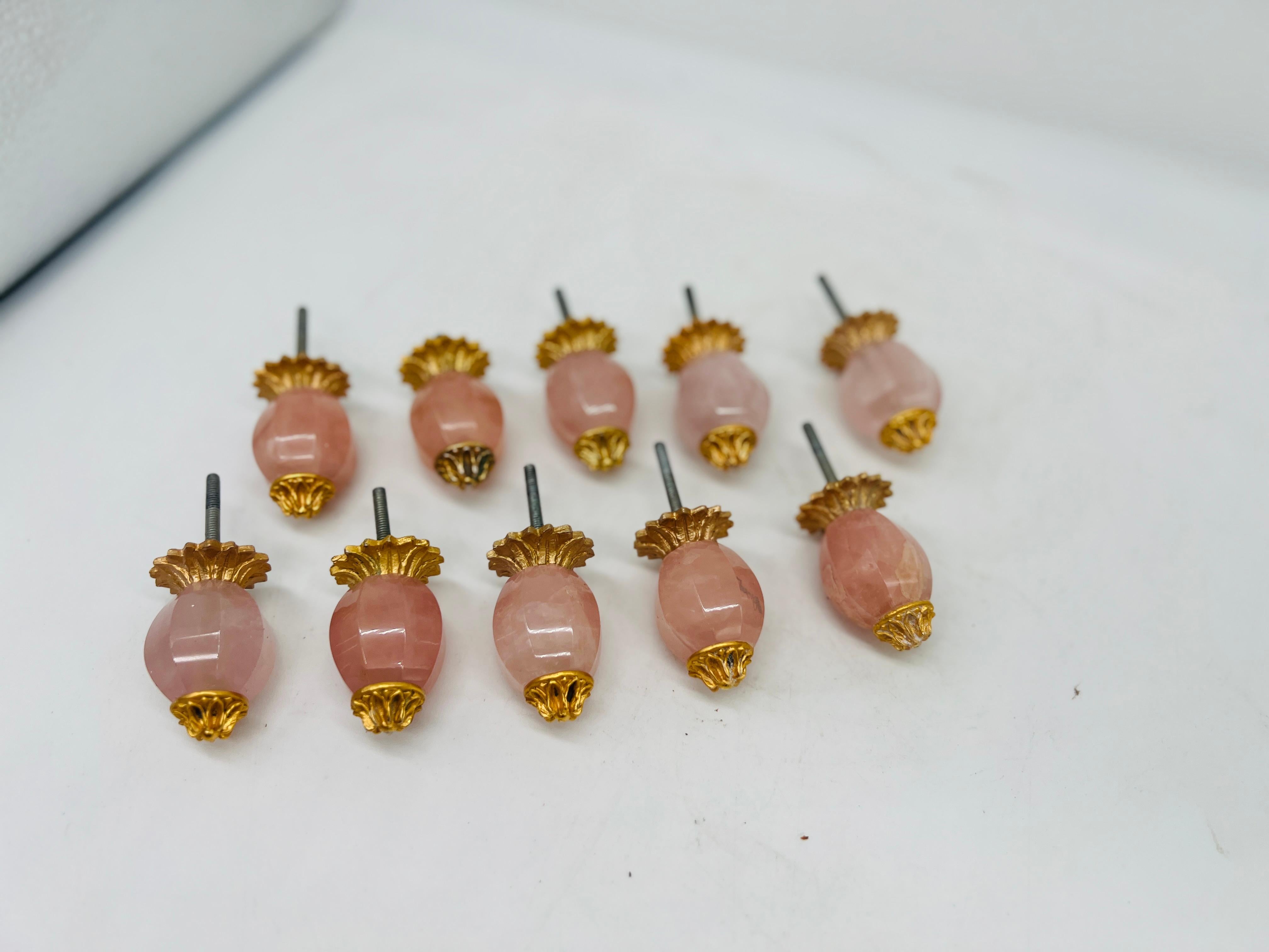 Néoclassique Meuble de rangement ou nœud de tiroir Sherle Wagner « Renaissance » en quartz rose - 10 disponibles en vente