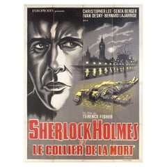 Vintage Sherlock Holmes and the Deadly Necklace 1962 French Grande Film Poster