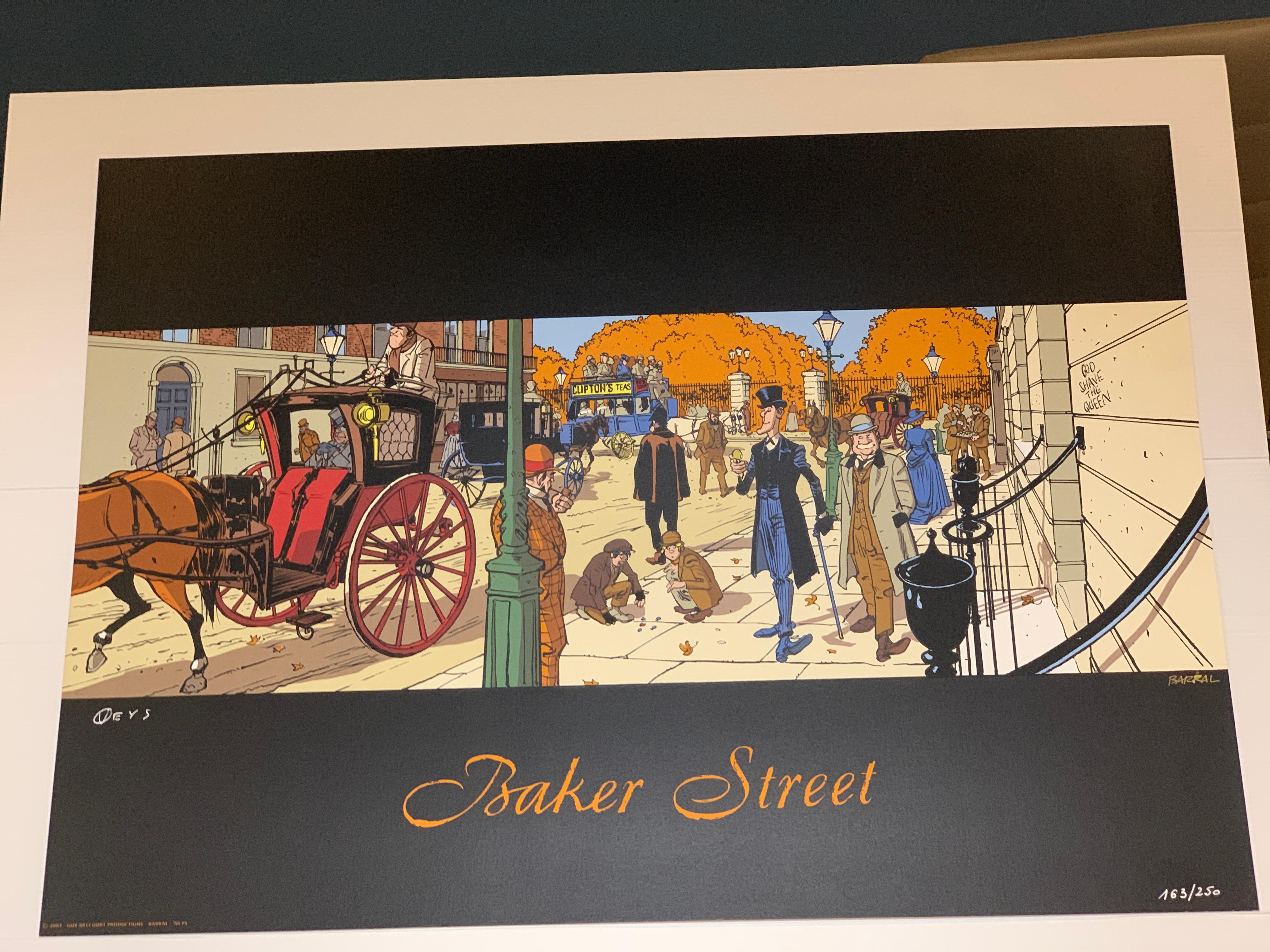 Modern Sherlok Holmes Baker Street Hand Painted Signed and Numbered by Veys/Barral 2003