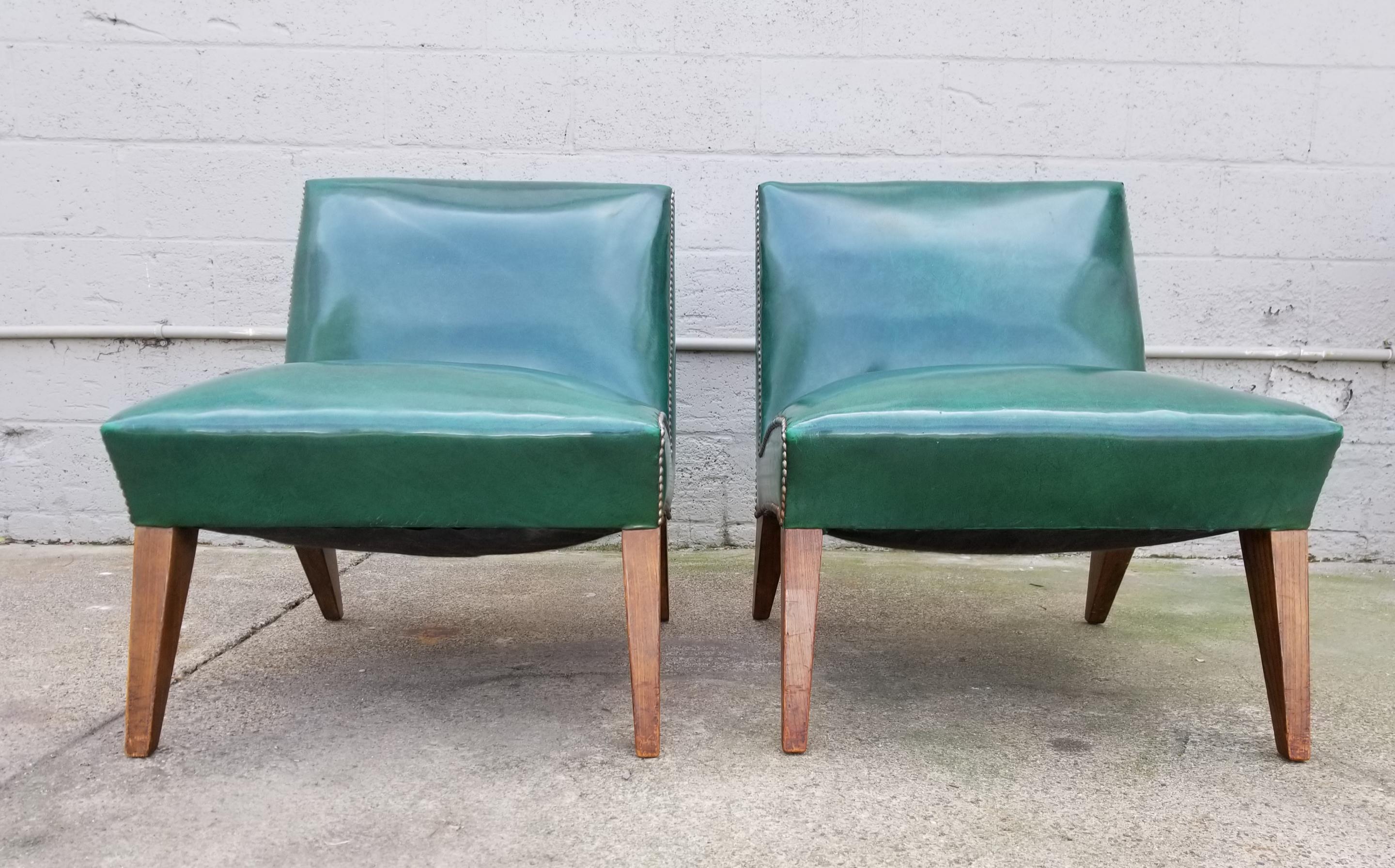 Naugahyde Sherman Bertram 1940's Modern Lounge Chairs