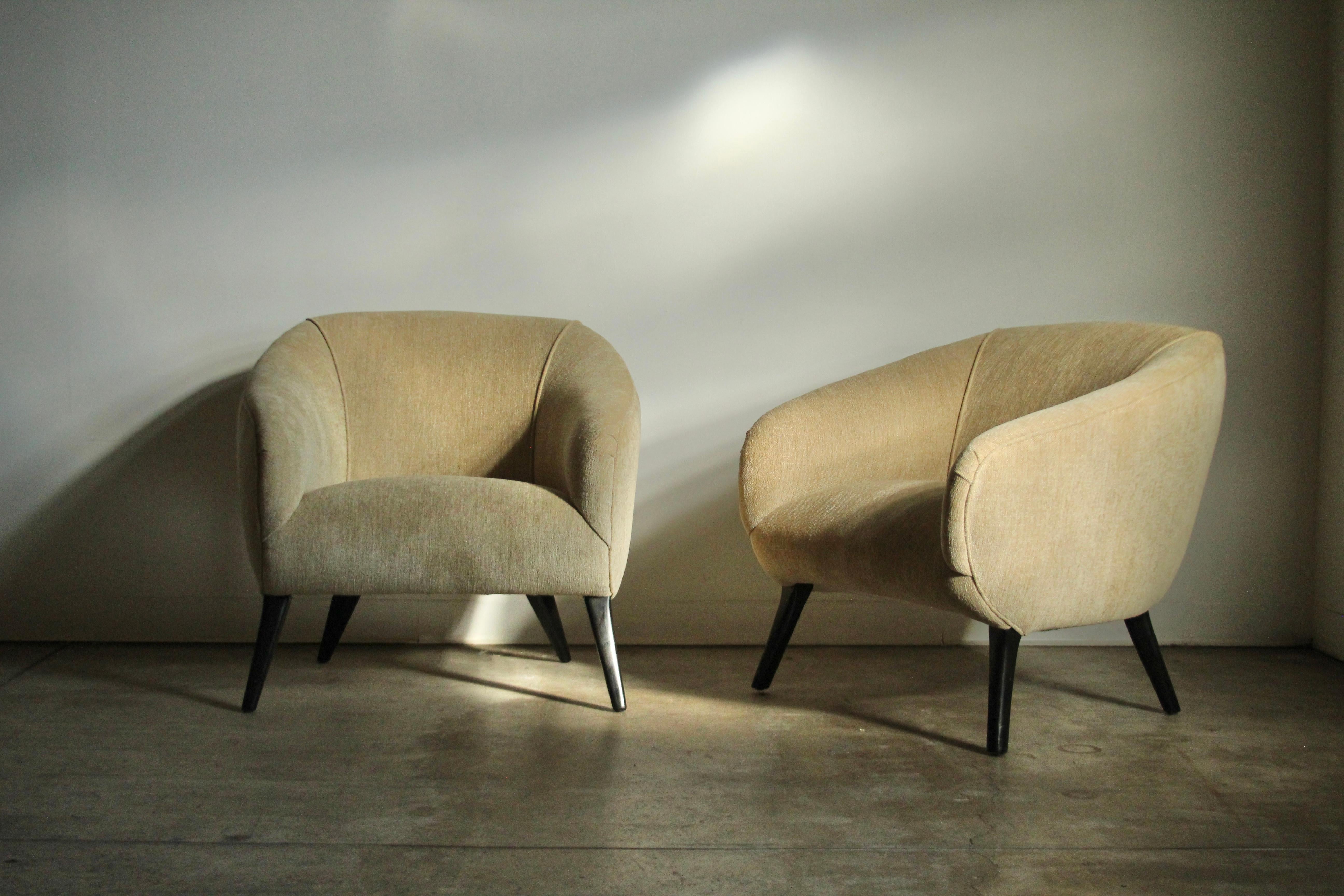 Sherman Bertram Sculptural Lounge Chairs in Vintage Chenille, 1940s 5