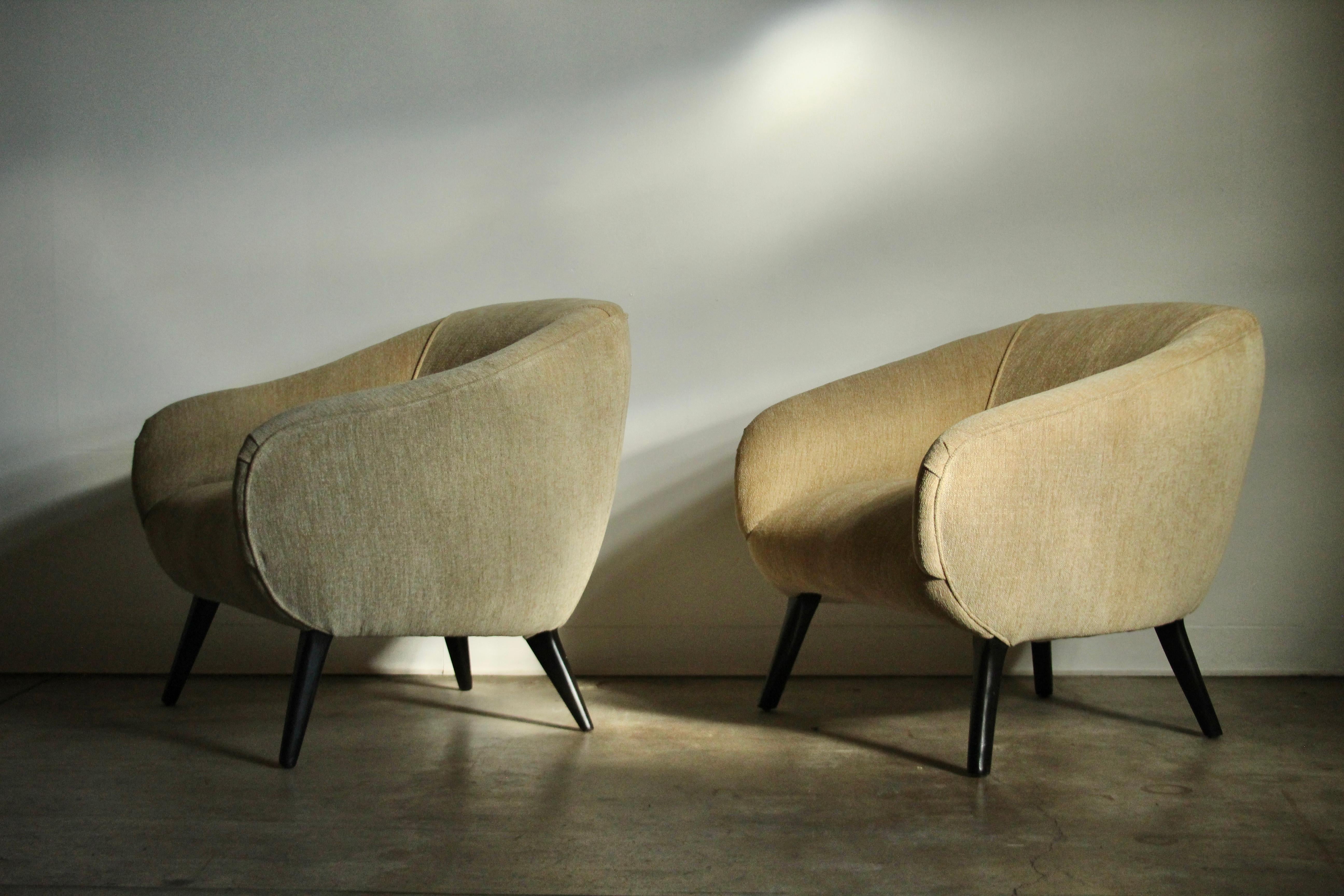 Sherman Bertram Sculptural Lounge Chairs in Vintage Chenille, 1940s 6