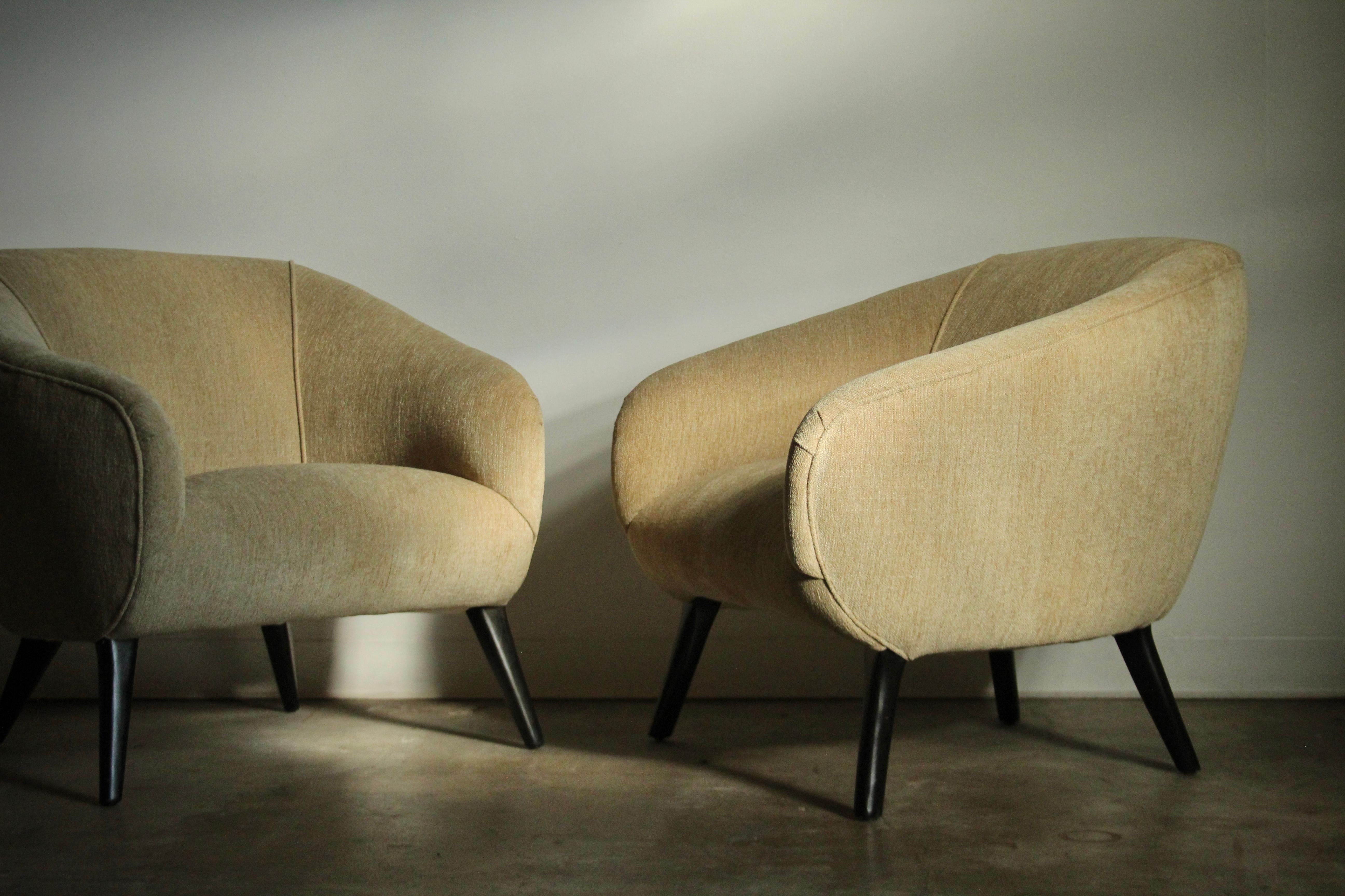 Sherman Bertram Sculptural Lounge Chairs in Vintage Chenille, 1940s 7