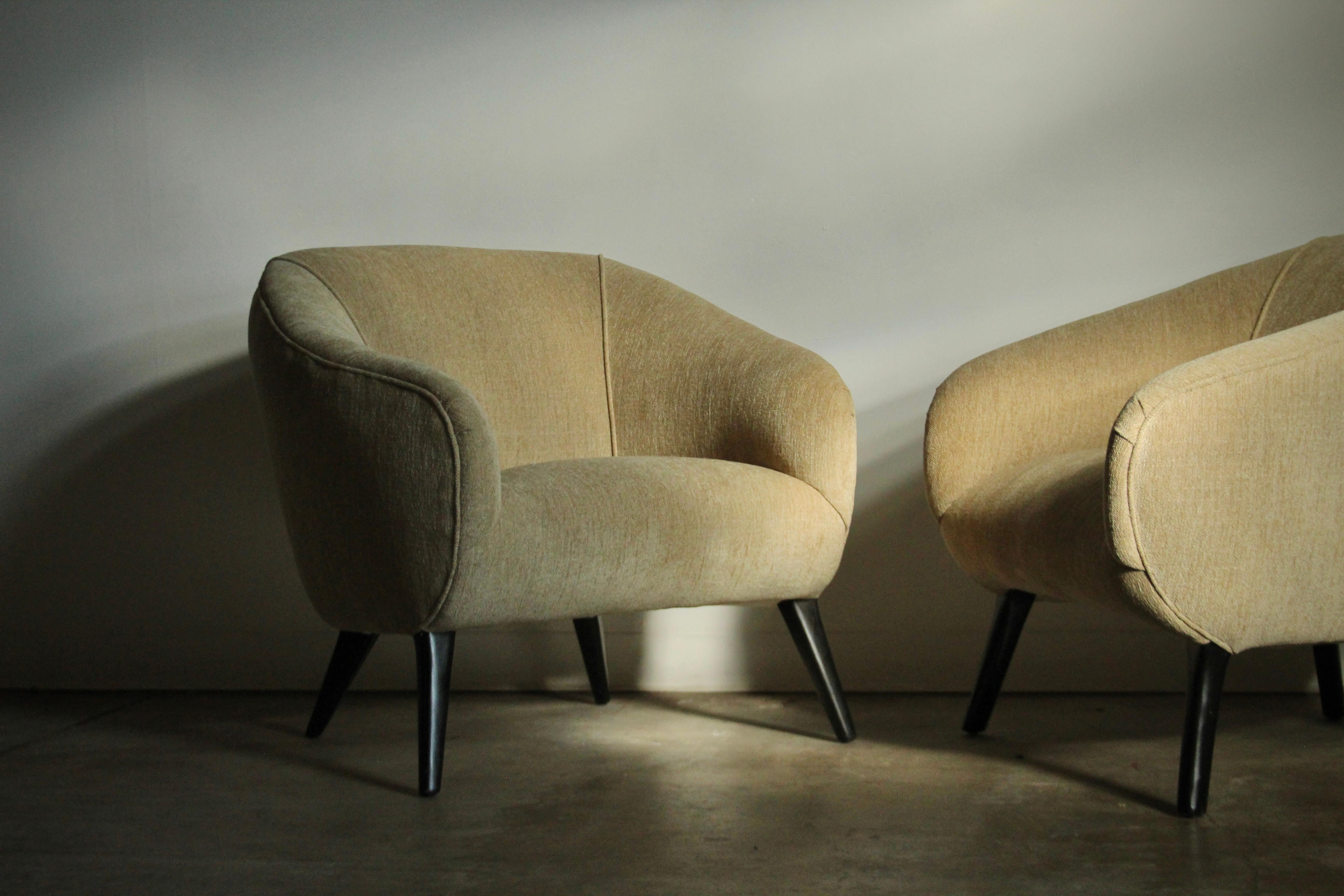 Sherman Bertram Sculptural Lounge Chairs in Vintage Chenille, 1940s 8