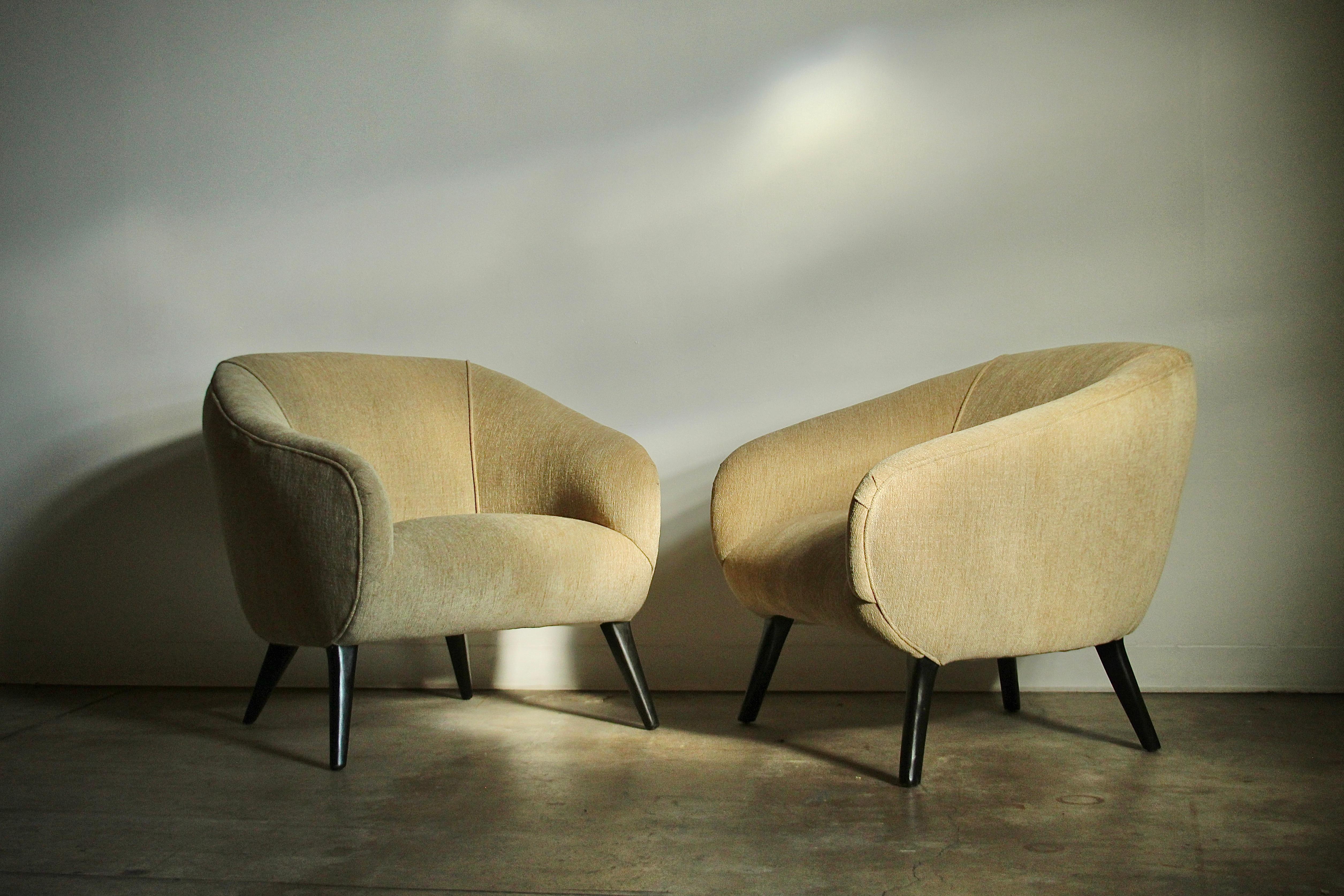 Sherman Bertram Sculptural Lounge Chairs in Vintage Chenille, 1940s 9