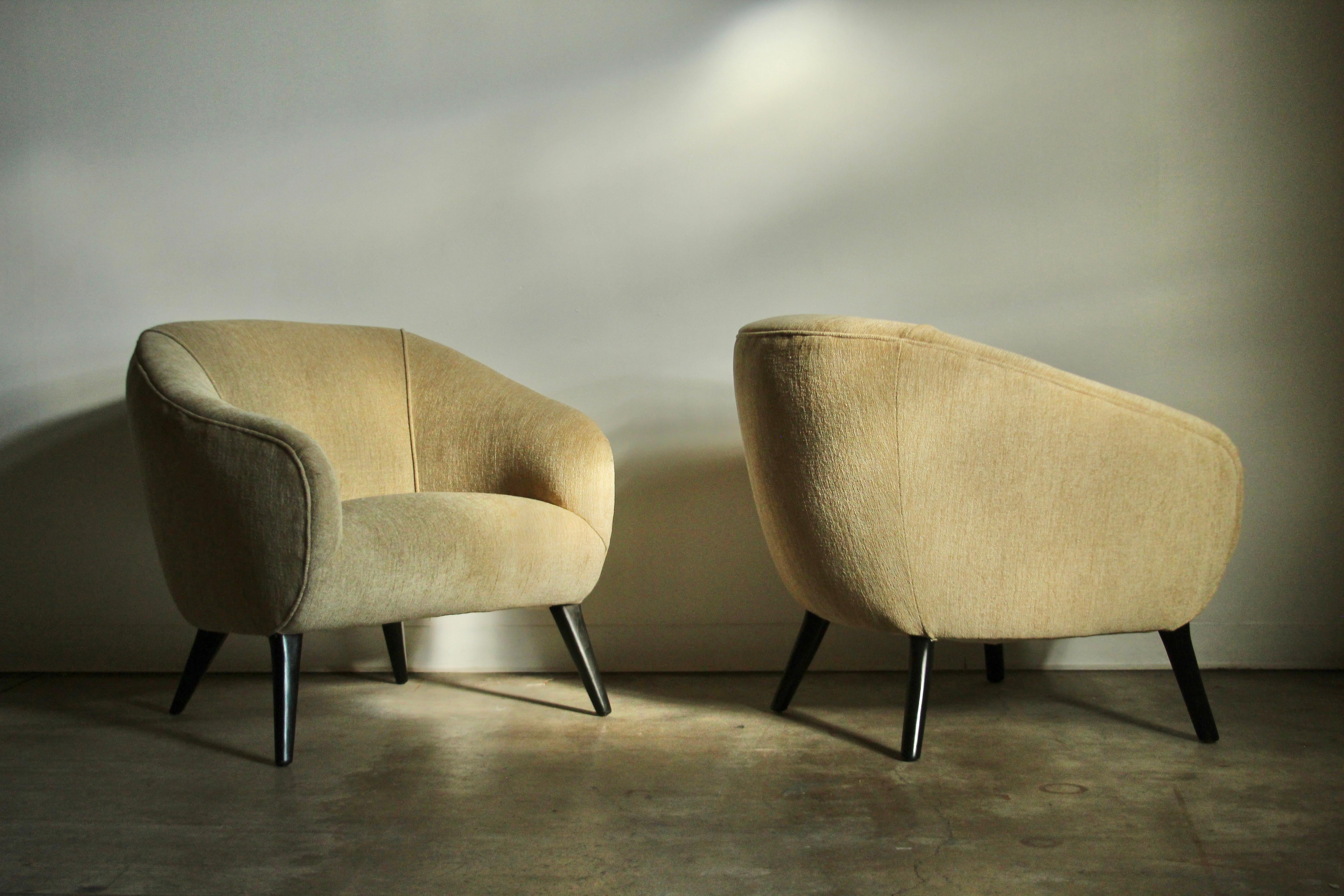 Sherman Bertram Sculptural Lounge Chairs in Vintage Chenille, 1940s 11