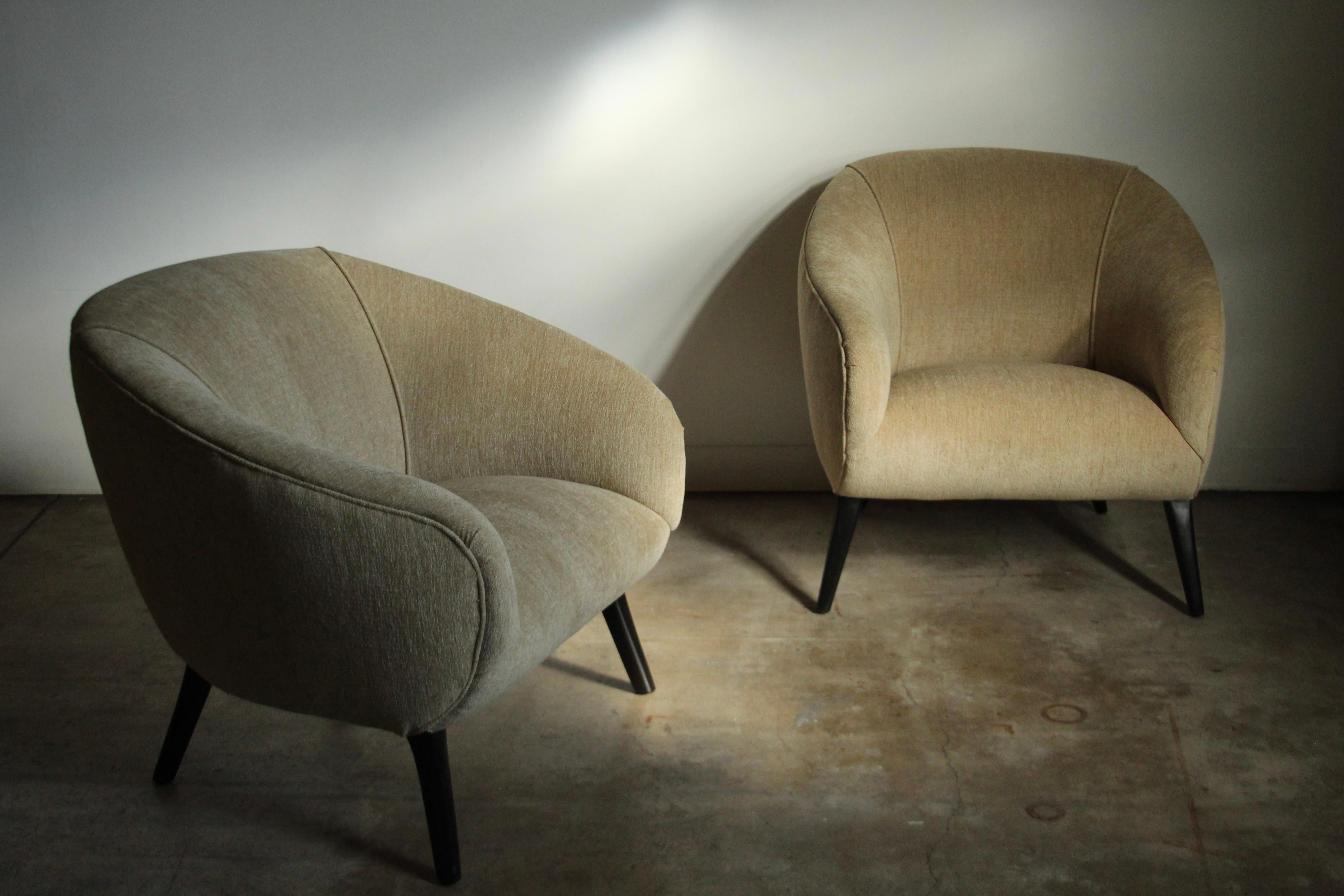Sherman Bertram Sculptural Lounge Chairs in Vintage Chenille, 1940s 2