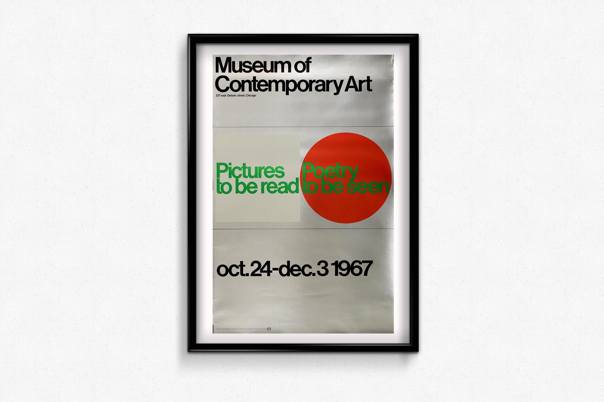 Dies ist ein Original-Ausstellungsplakat von 1967, das von Sherman Mutchnick für das Museum of Contemporary Art in Chicago entworfen wurde und die einflussreiche Ausstellung 